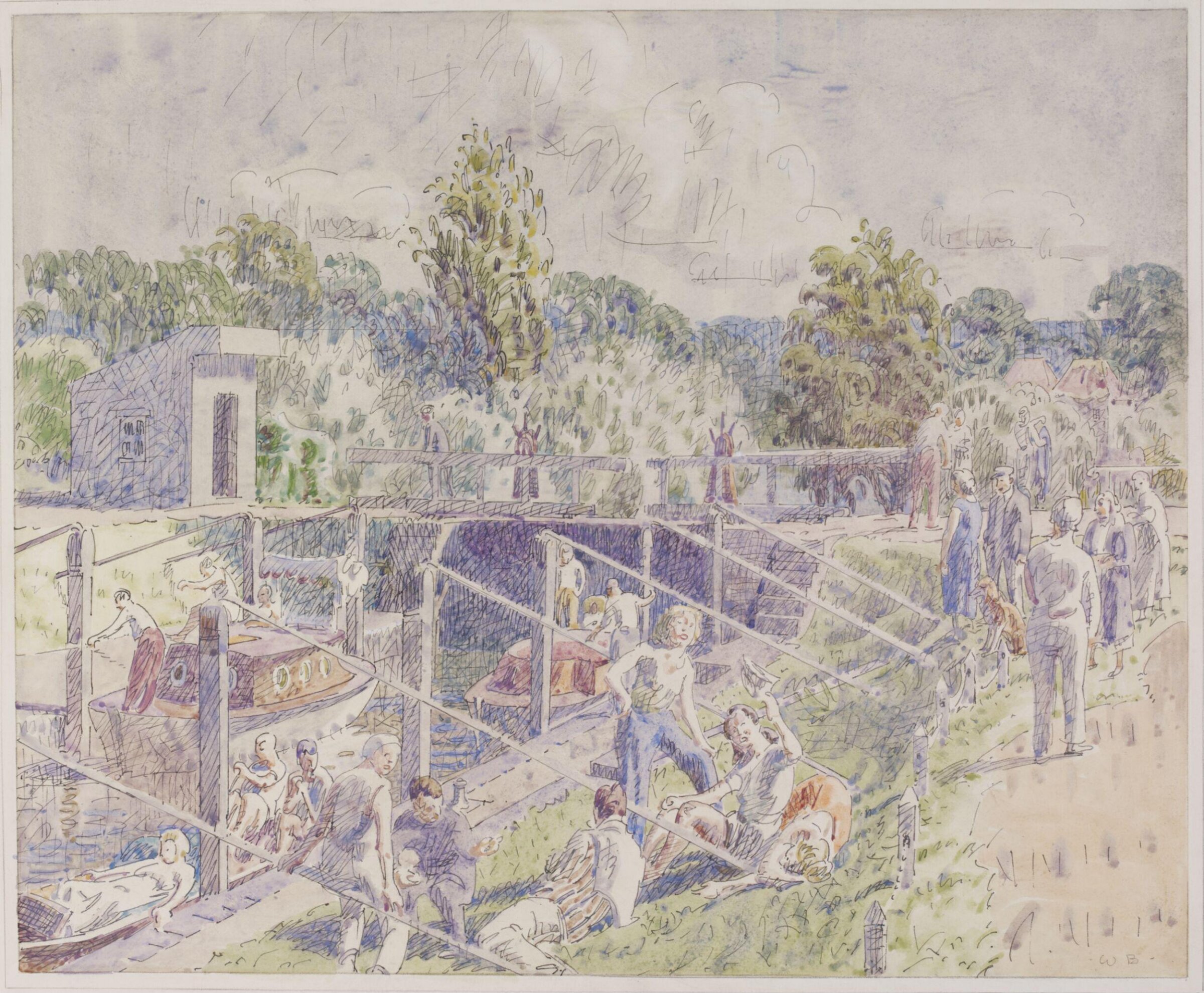The Lock, Old Windsor, Walter Bayes, ca.1940