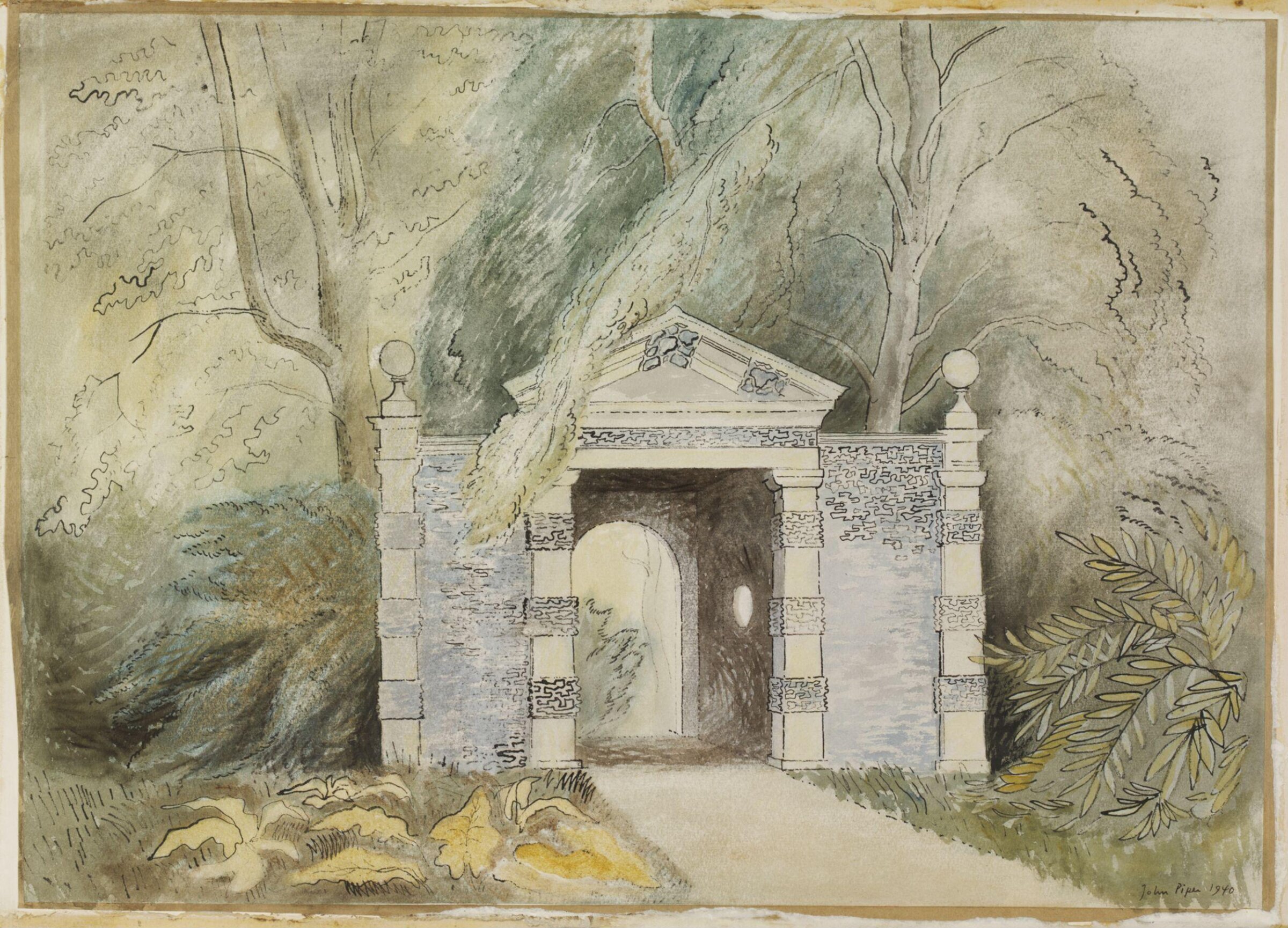 The river approach, Fawley Court, Piper, 1940