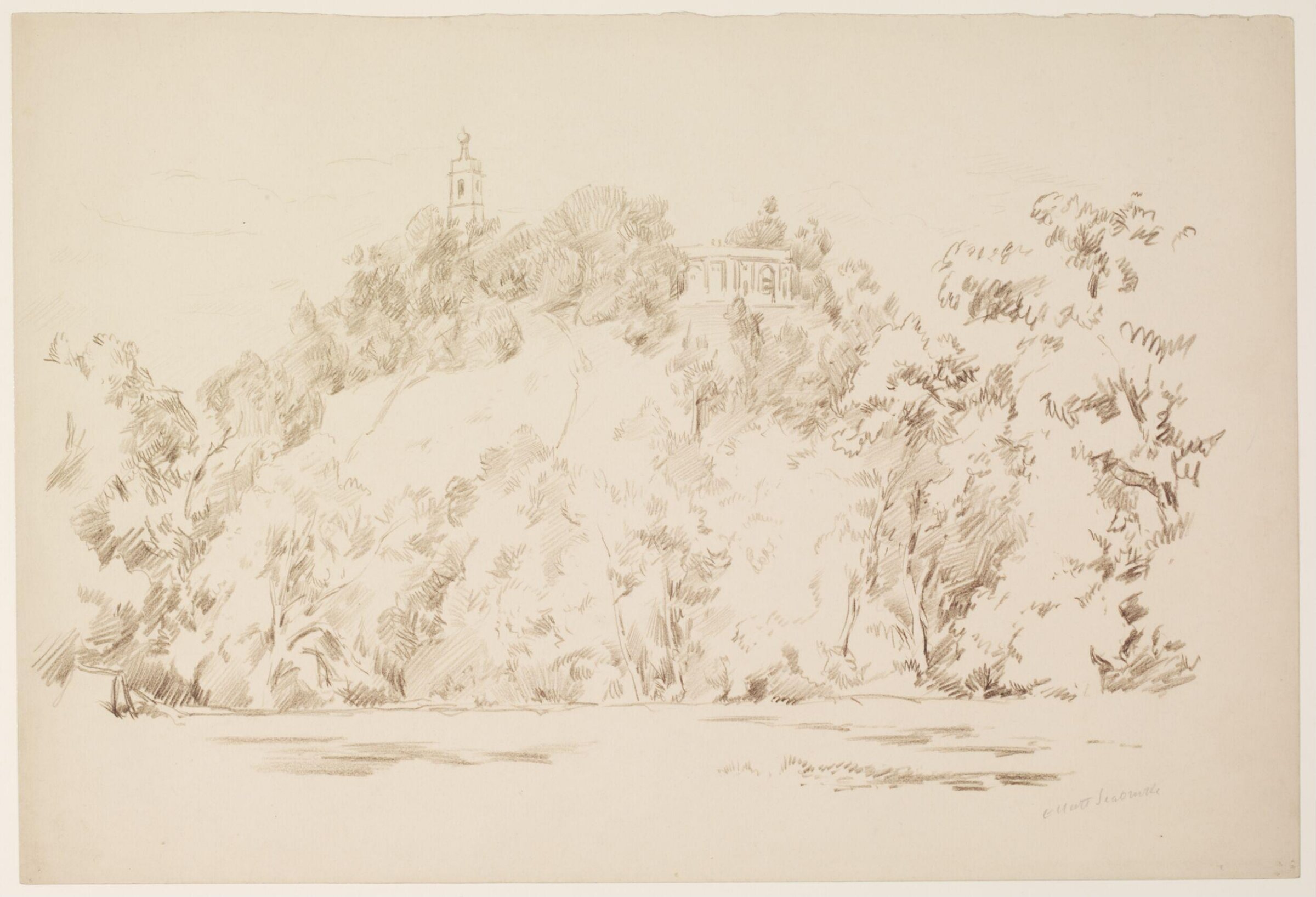 Dashwood Mausoleum from Dashwood Park, West Wycombe, Seabrooke, ca.1940