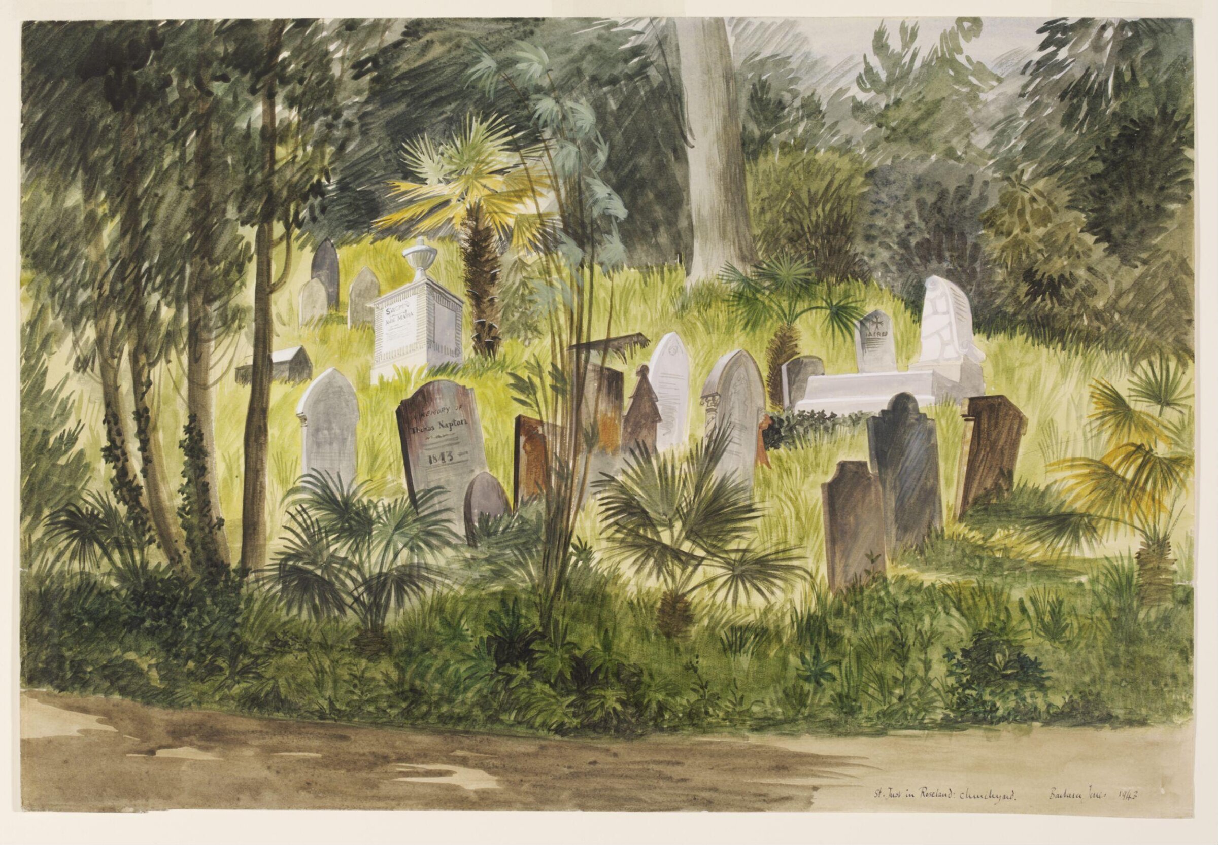 St. Just in Roseland; Churchyard, Barbara Jones, 1943