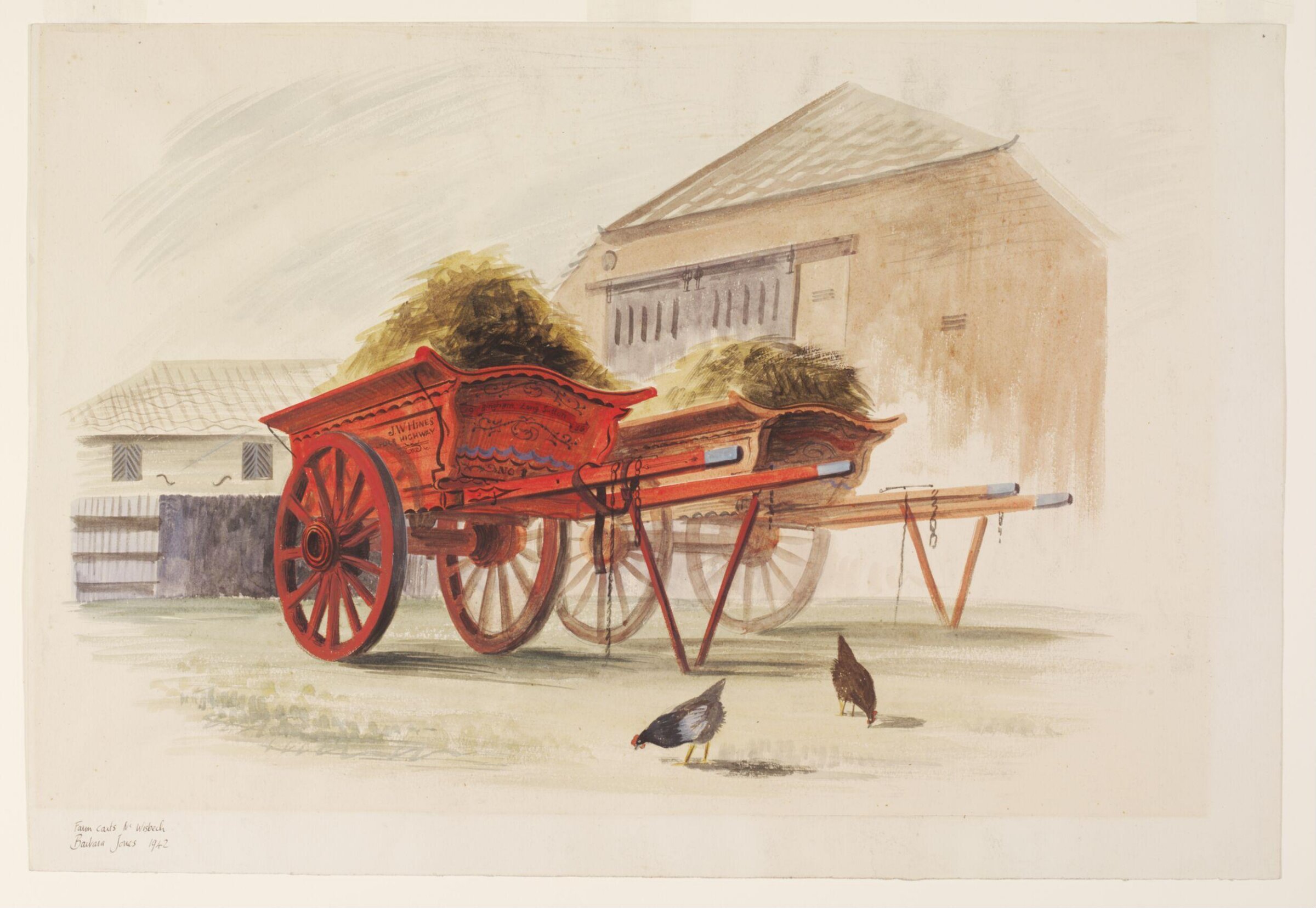 Farm carts, Near Wisbech, Barbara Jones, 1942