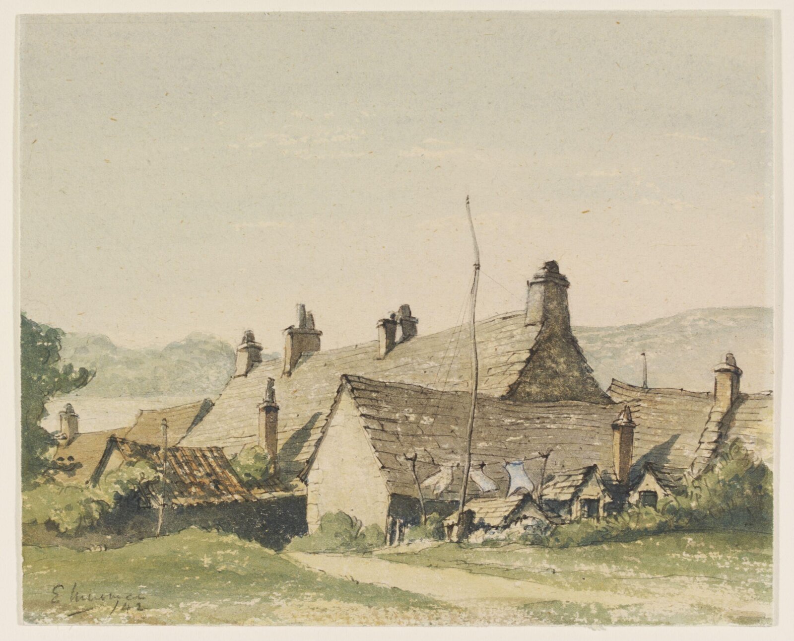 Cottages, Corfe, E. B. Musman, 1942