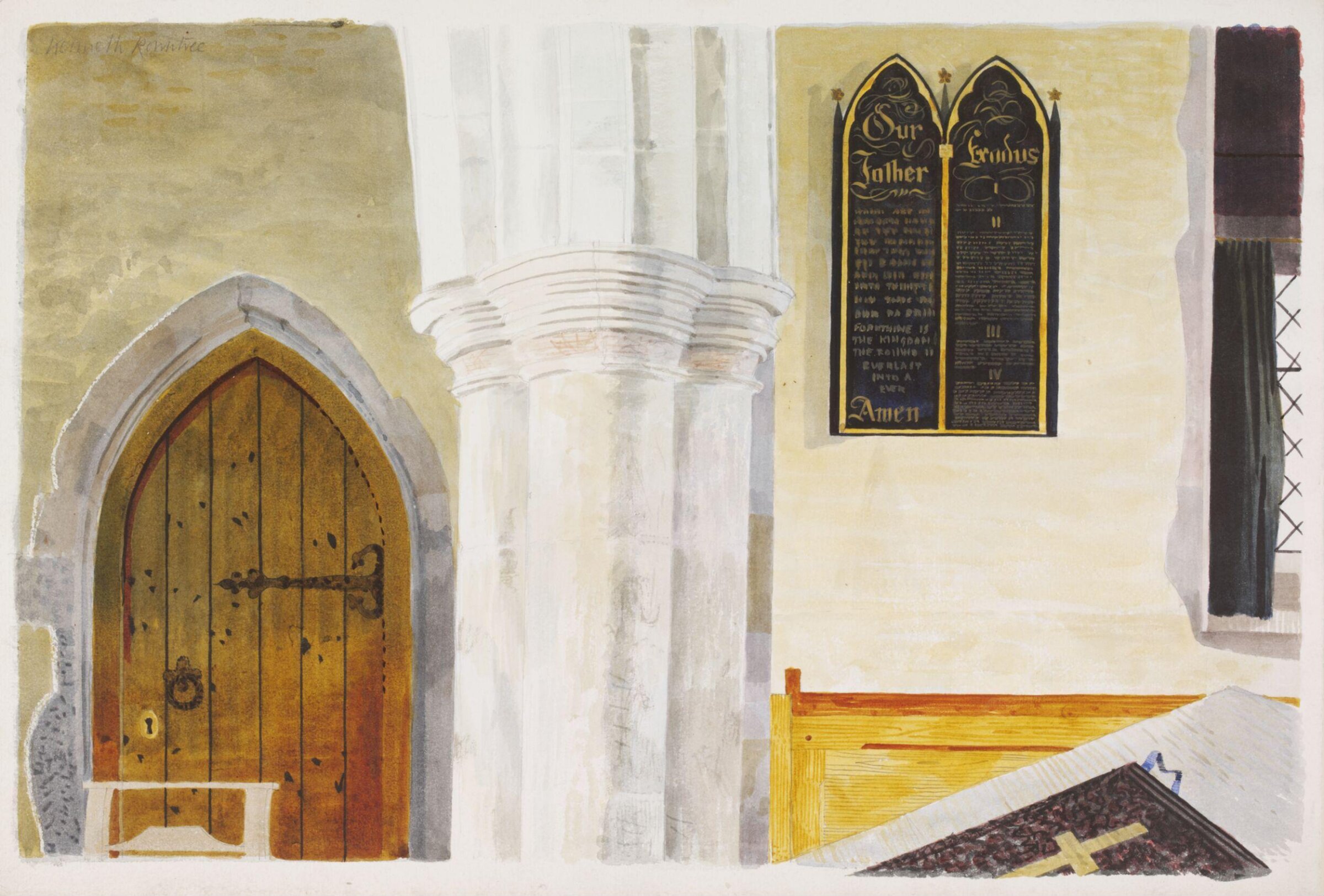 Interior of the Church of St. Mary the Virgin, Lindsell, Kenneth Rowntree, ca. 1942