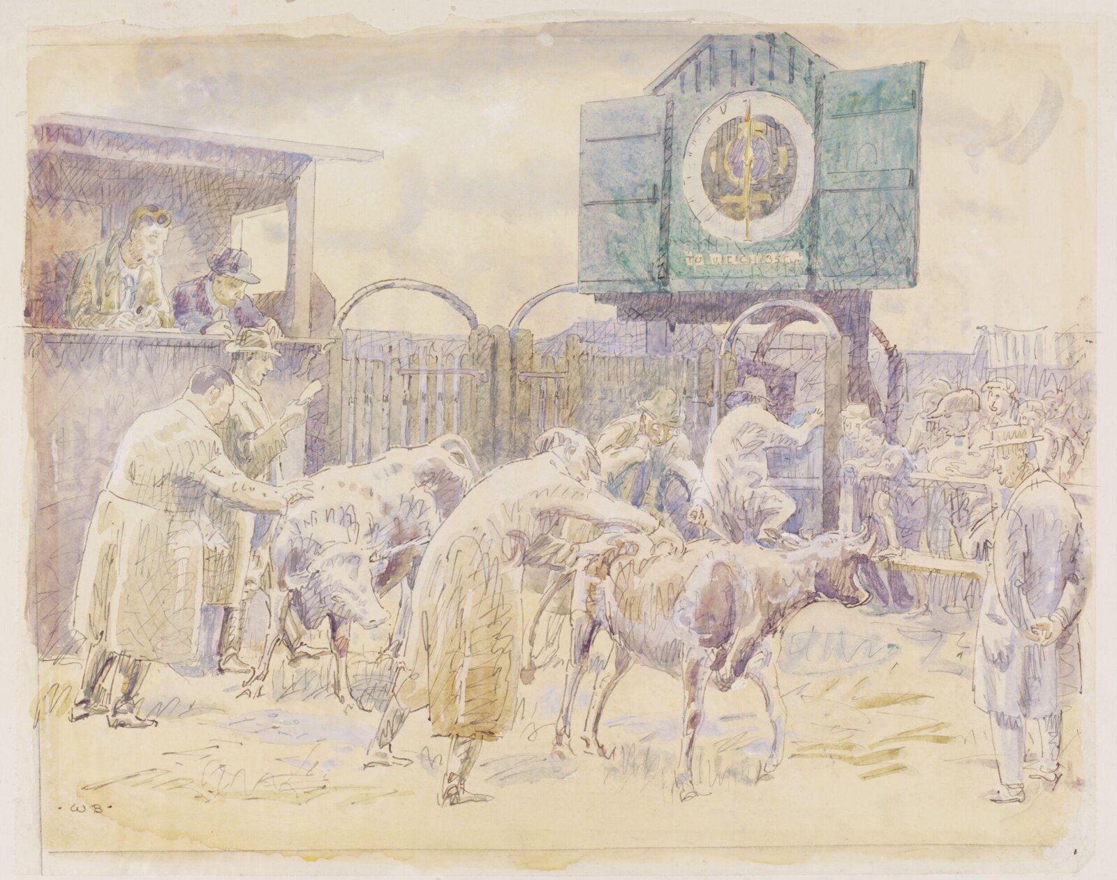 The Cattle Market, Braintree, Walter Bayes, ca. 1940