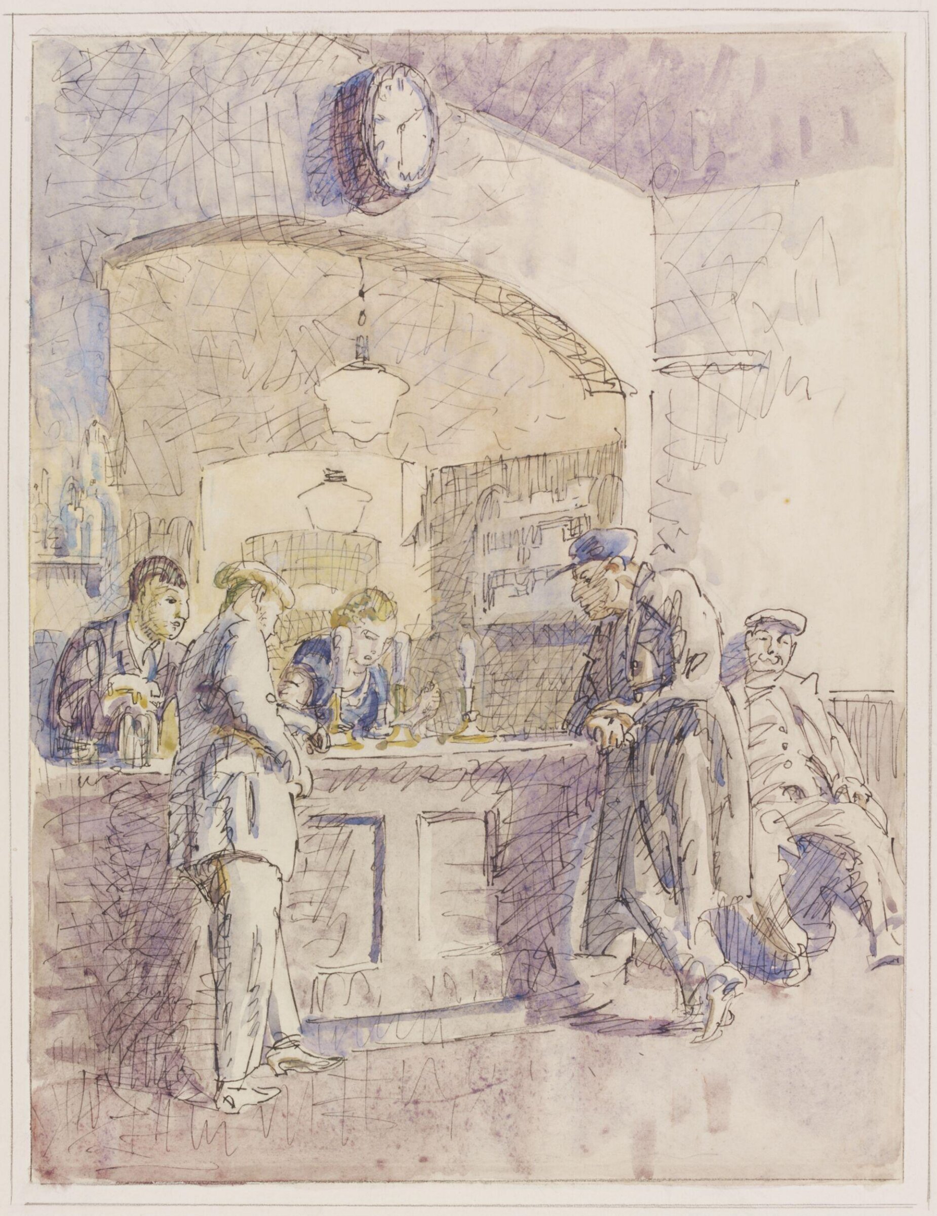 Inside the Nag's Head at Braintree on Market Day, Walter Bayes, ca. 1940