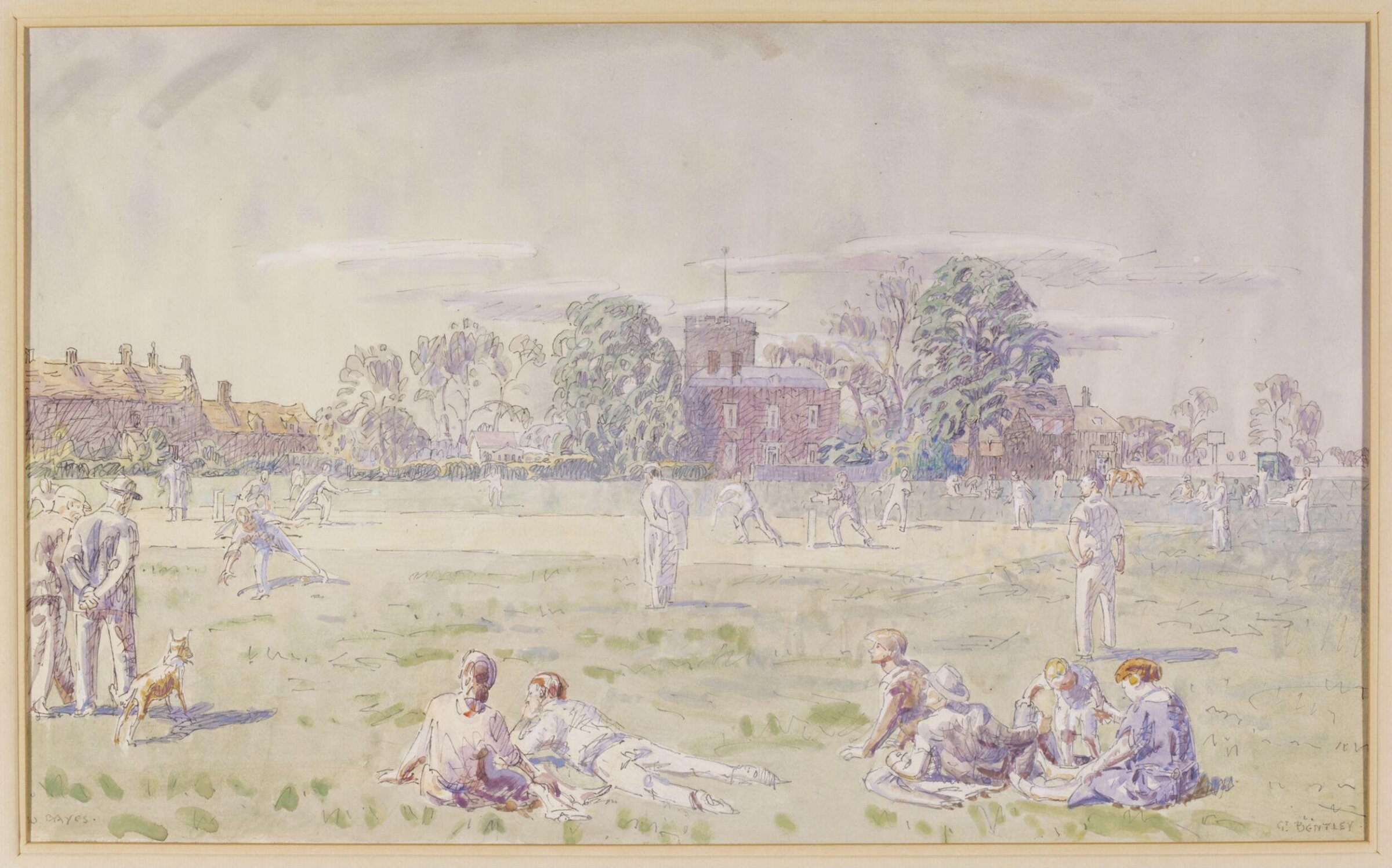 The Cricket Green, Great Bentley, Walter Bayes, 1940