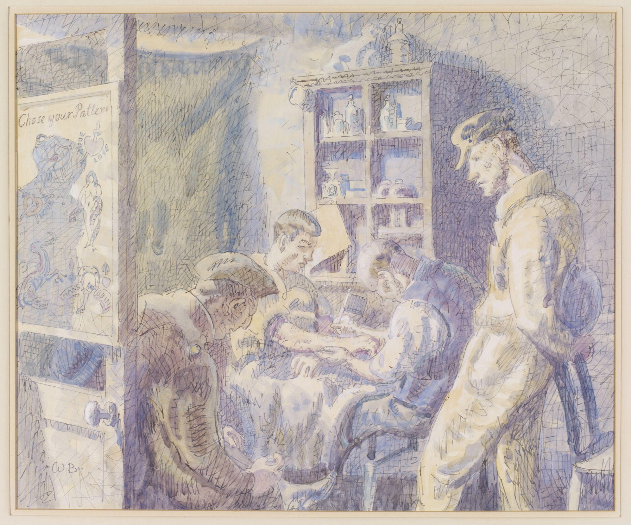 Tattooist's Parlour, Colchester, Walter Bayes, ca. 1940