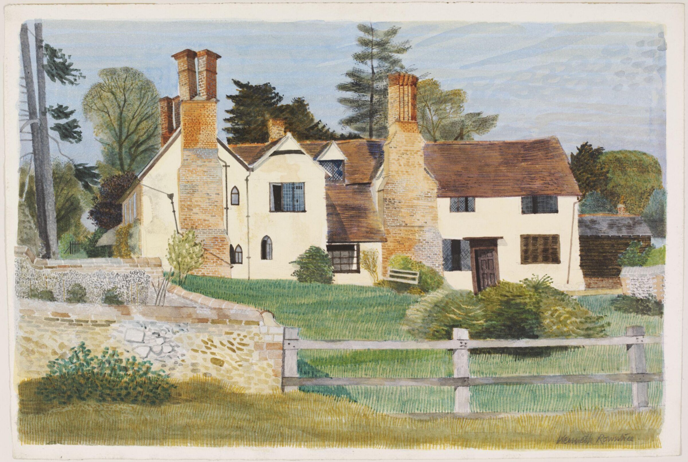 Brent Hall from the South, Finchingfield, Kenneth Rowntree, ca. 1940