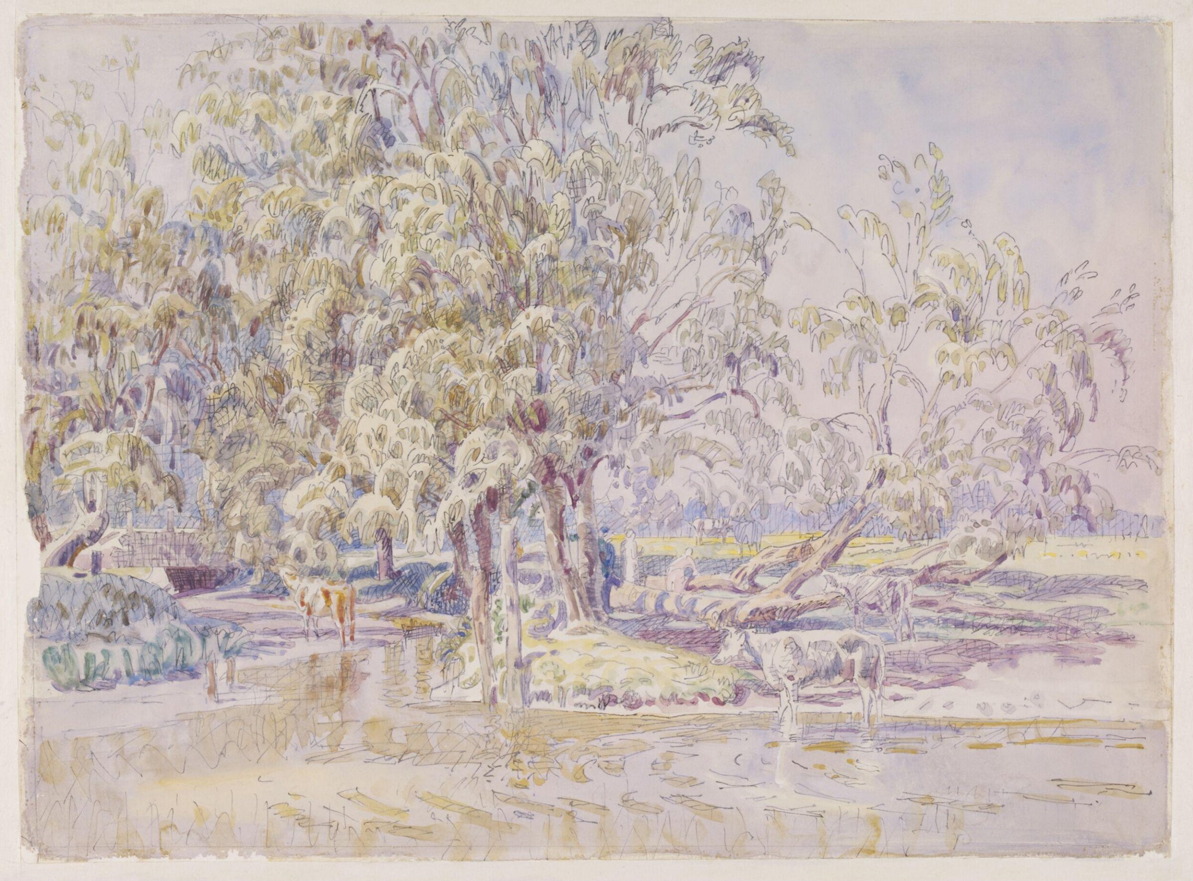 Cattle on the Stour, Dedham, Walter Bayes, ca. 1940