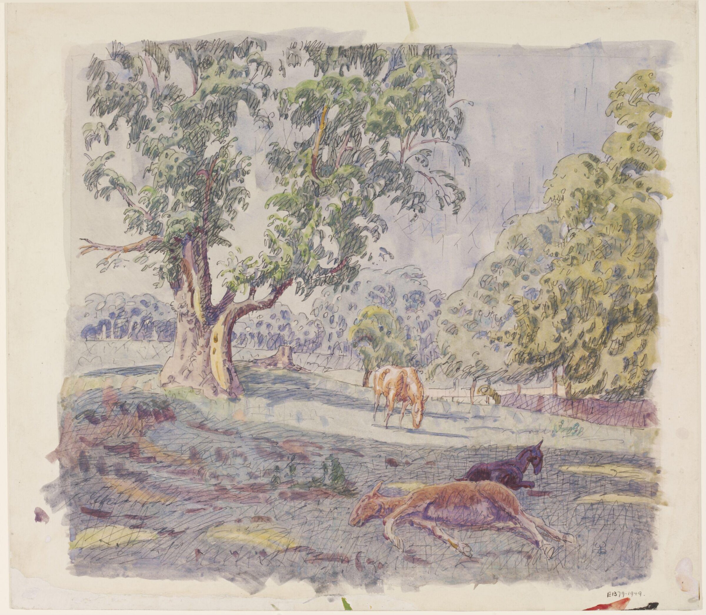 Colts on Lexden Hill, Walter Bayes, ca. 1940
