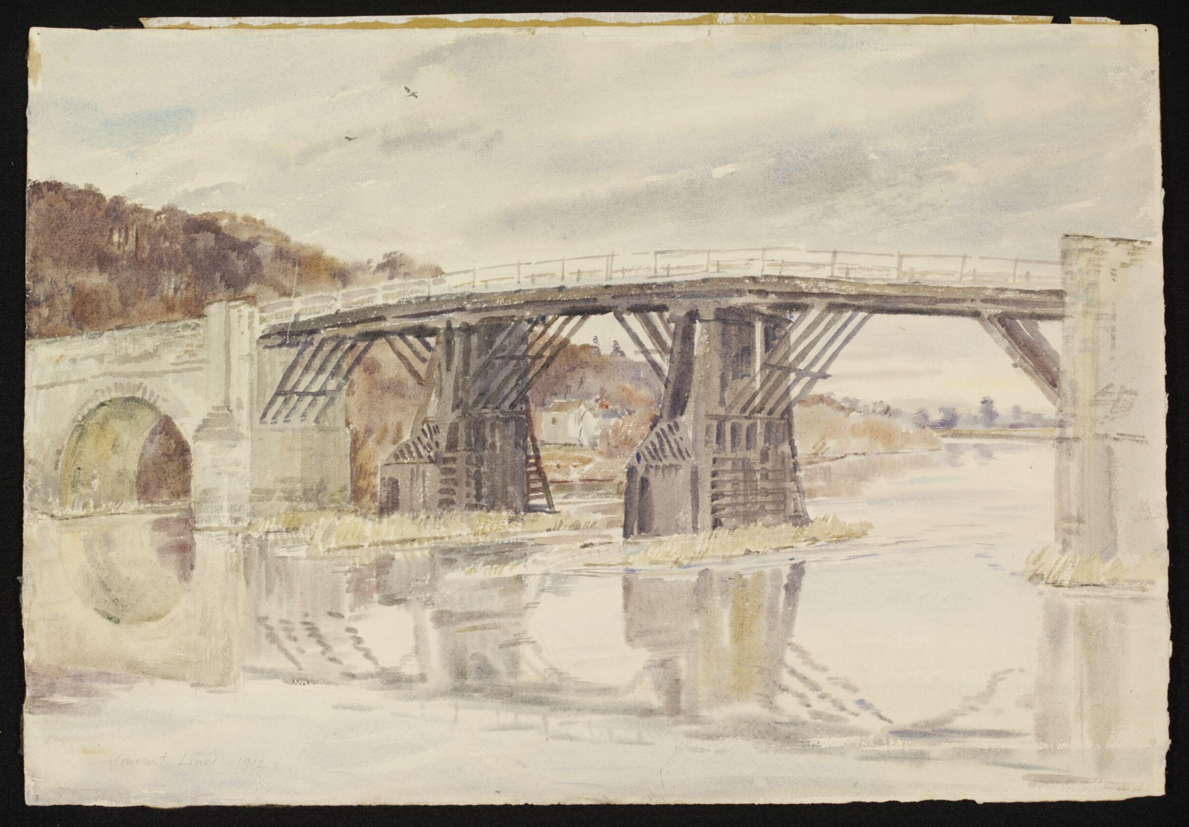 Toll Bridge, Whitney-on-Wye, Lines, 1942
