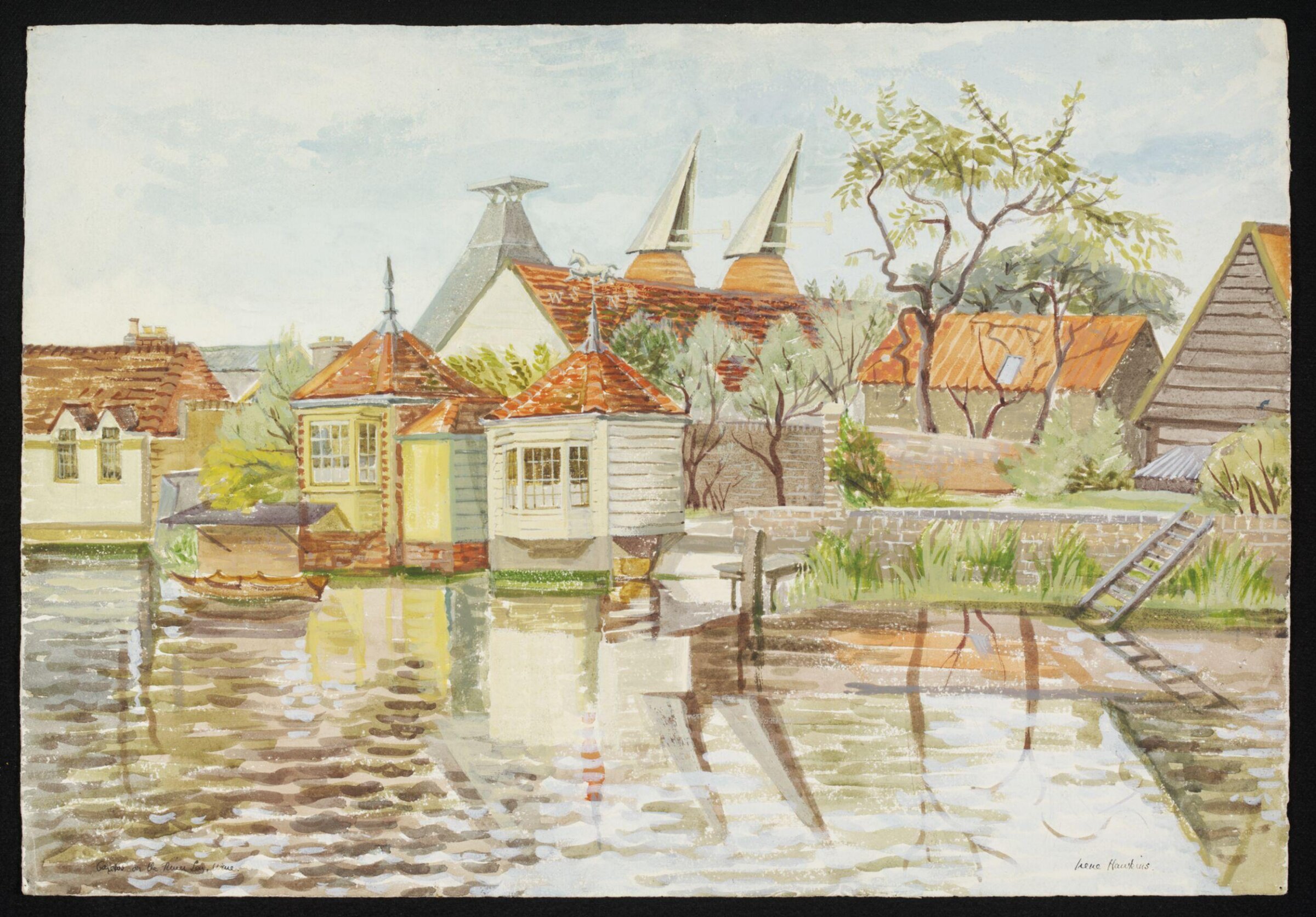 Gazebos on the River Lea, Ware, Hawkins, ca. 1940