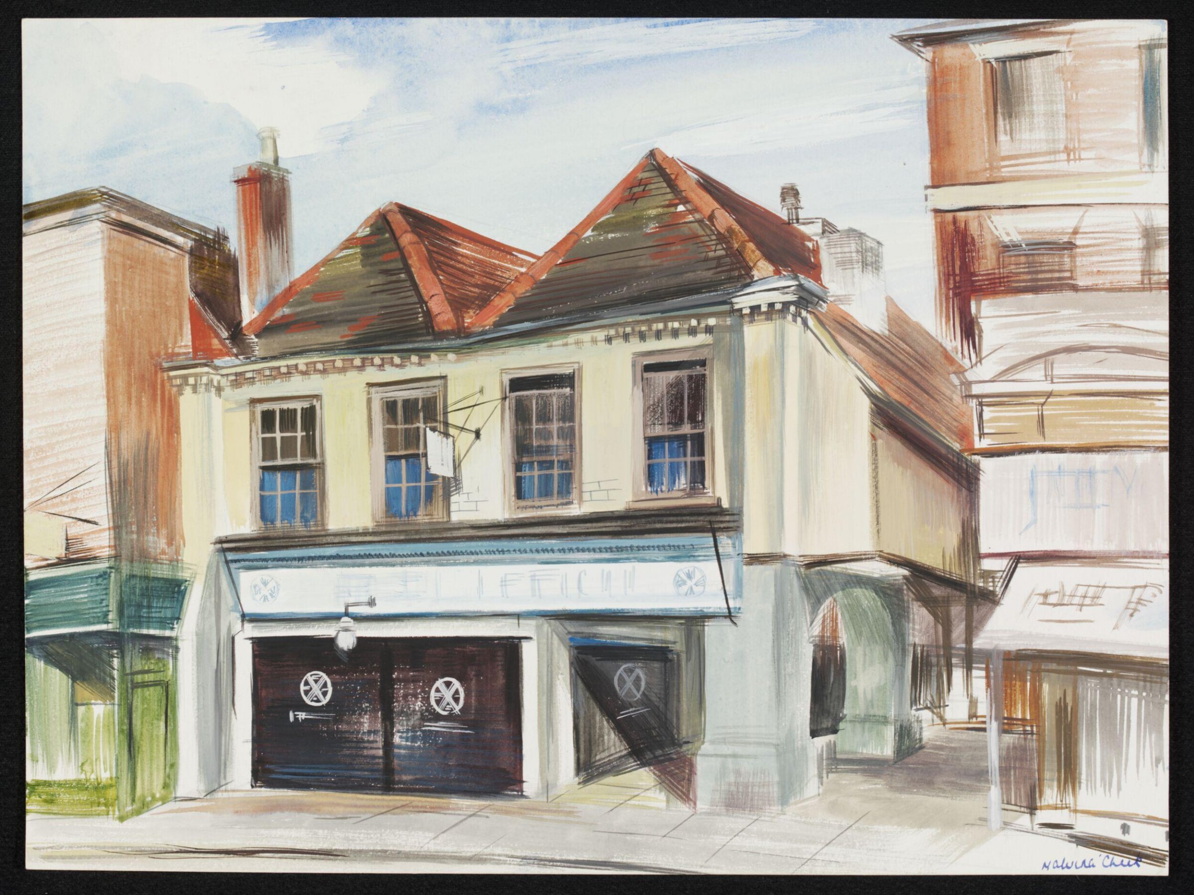 An old shop in the Market Place, St. Albans, Cheek, ca. 1943