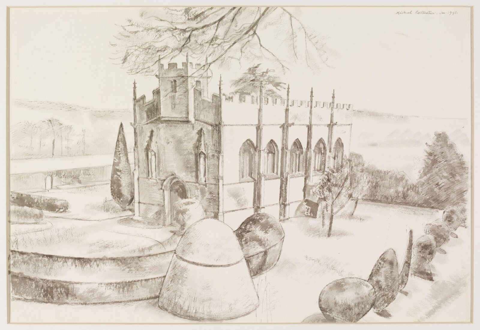 Royal Chapel, Sudeley, Winchcombe, Rothenstein, January 1941