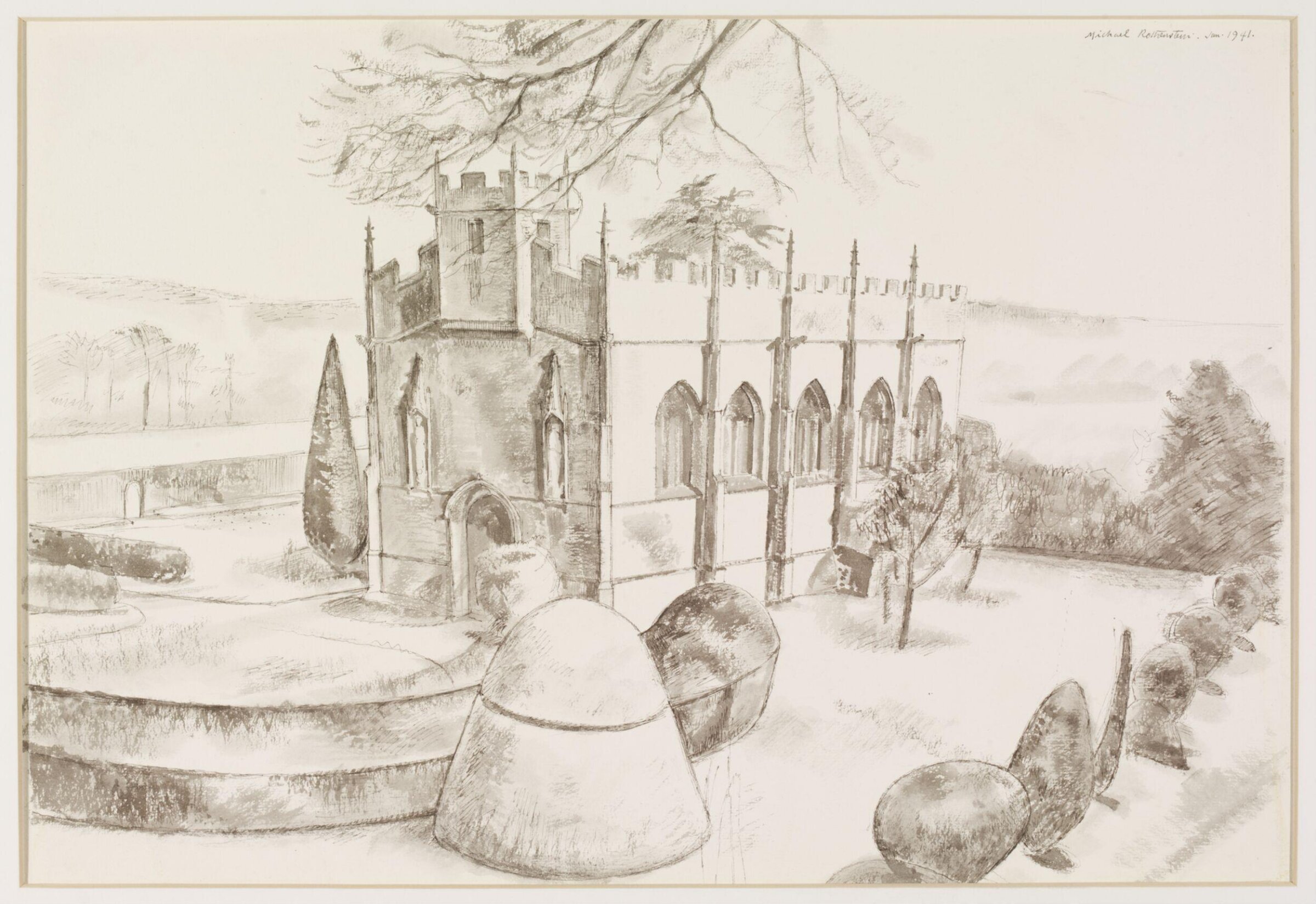 Royal Chapel, Sudeley, Winchcombe, Rothenstein, January 1941