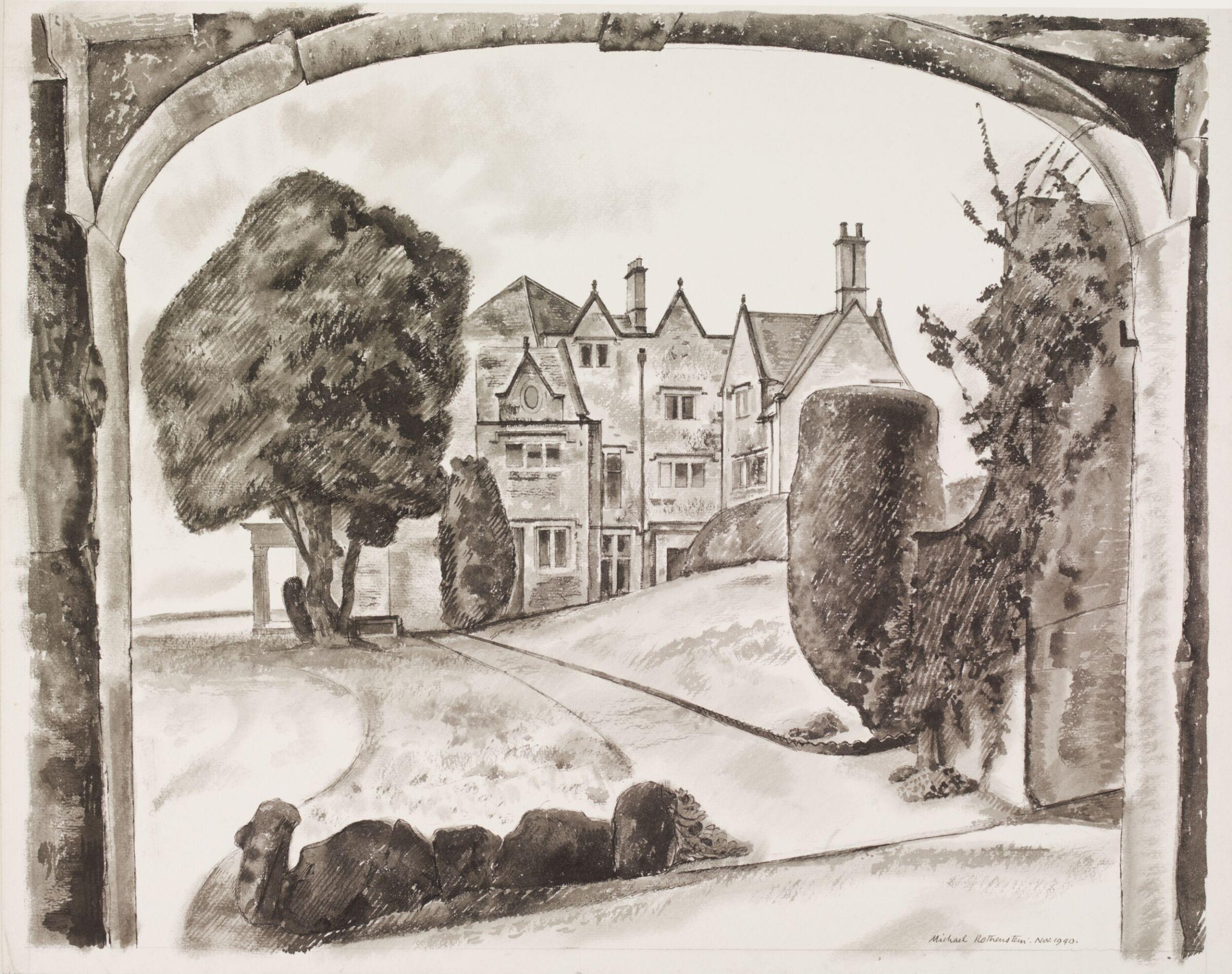 Castle Hall from the Coach House, Painswick, Rothenstein, 1940