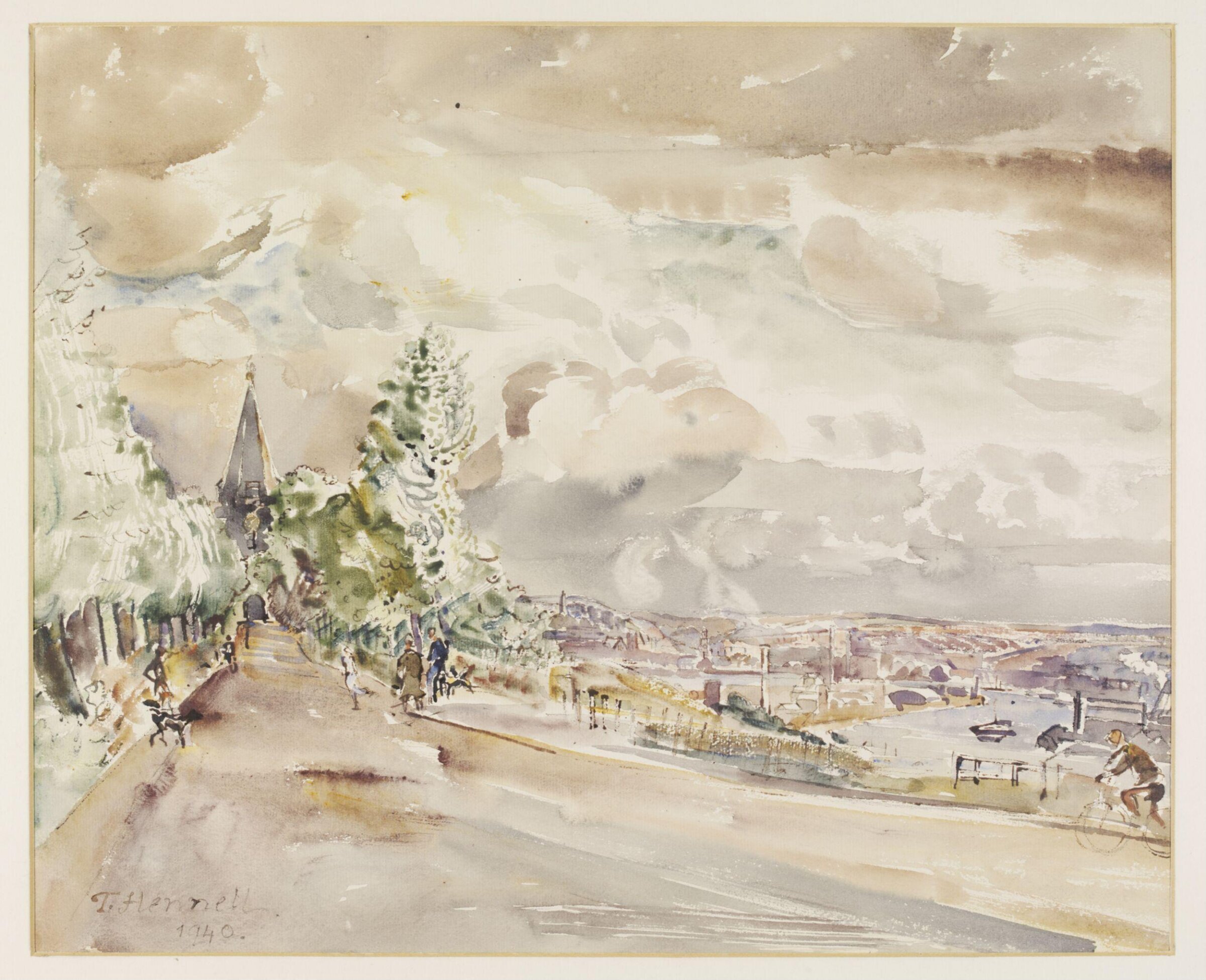 View of the Medway and part of Chatham from Frindsbury, Hennell, 1940