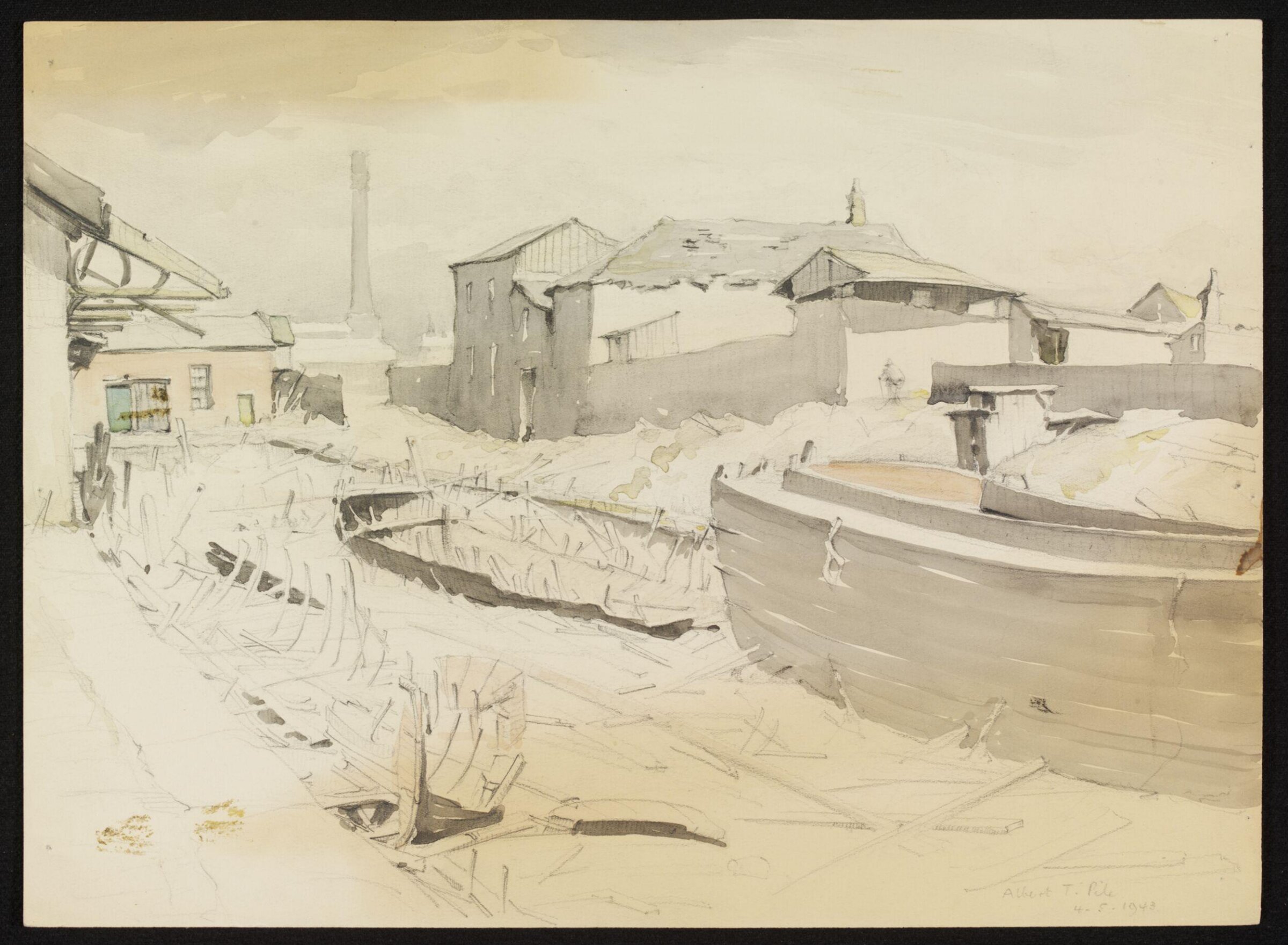 An old part of the Ship Canal, Quay Street, Manchester, Pile, 4 May 1943