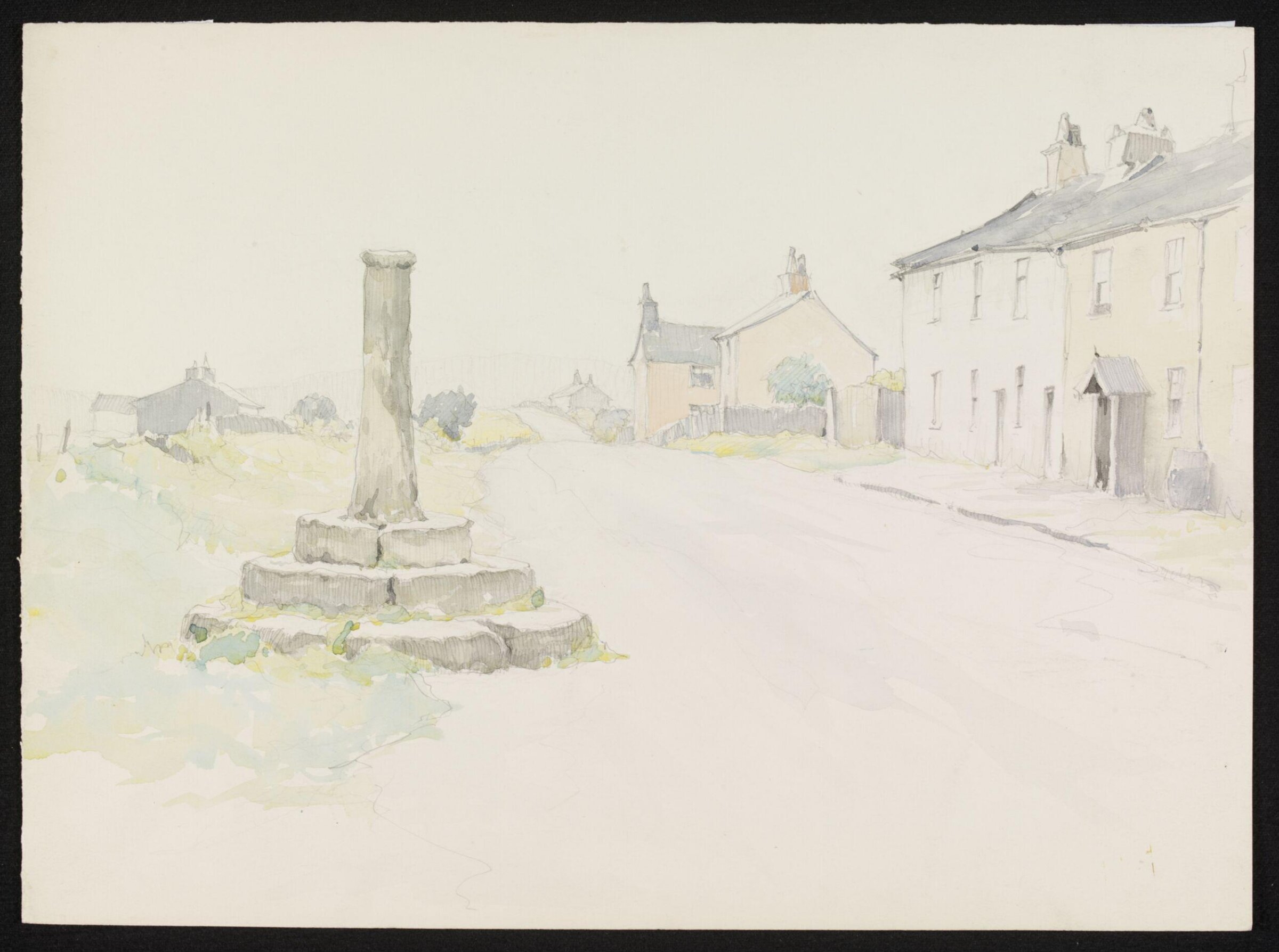 The Village Street and Roman Cross, Affetside, Pile, ca. 1942