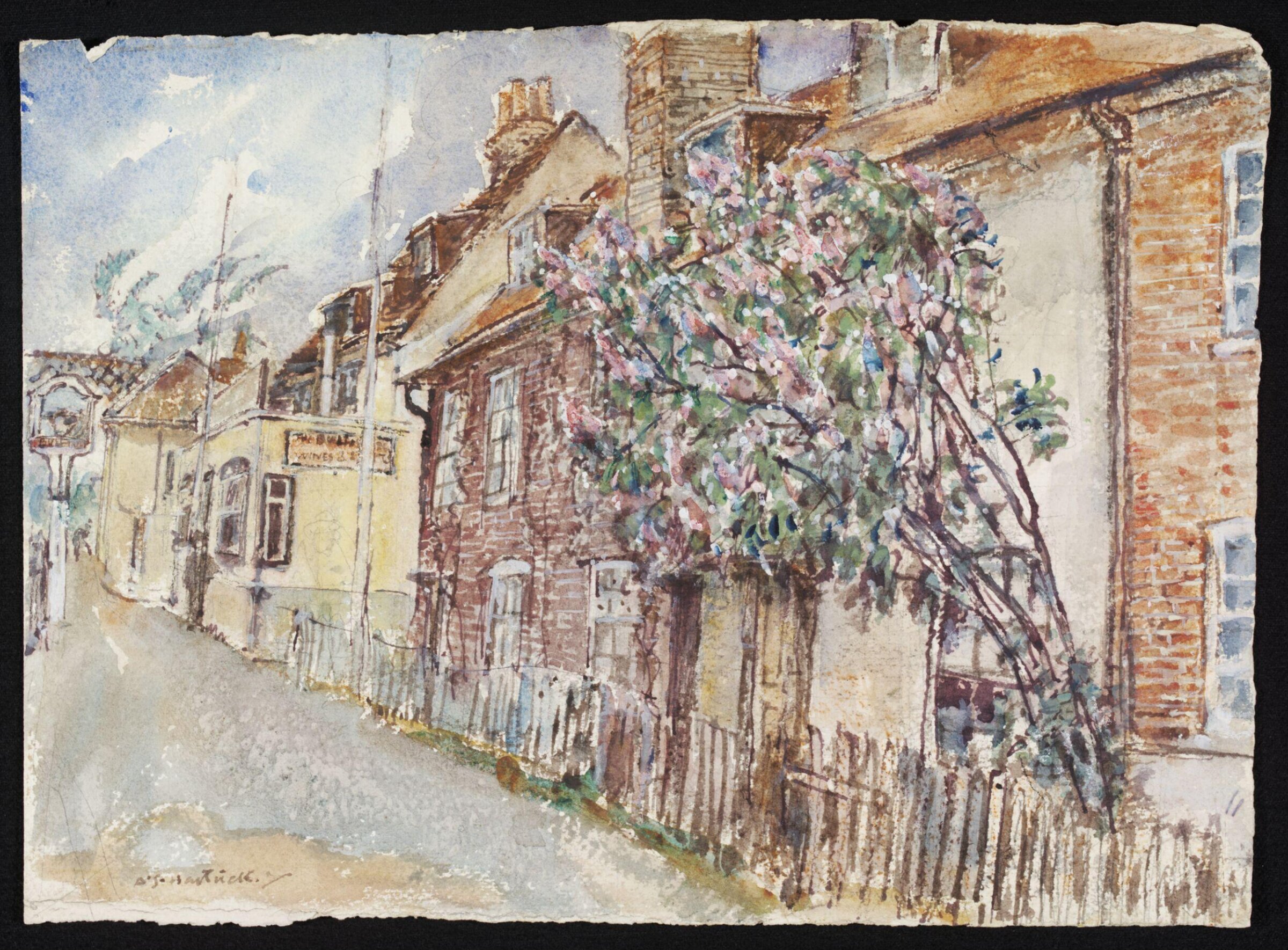 The Bull Inn and Cottages, Strand-on-the-Green, Chiswick, Archibald Standish Hartrick, ок. 1940