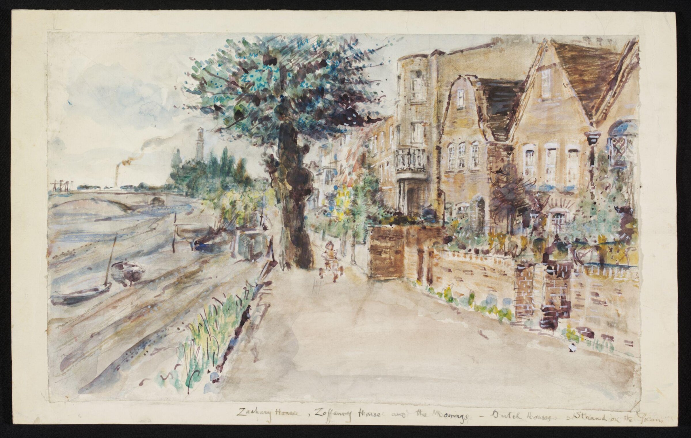 Zachary House, Zoffany House and the Moorings, Strand-on-the-Green, Chiswick, Archibald Standish Hartrick, ca. 1940