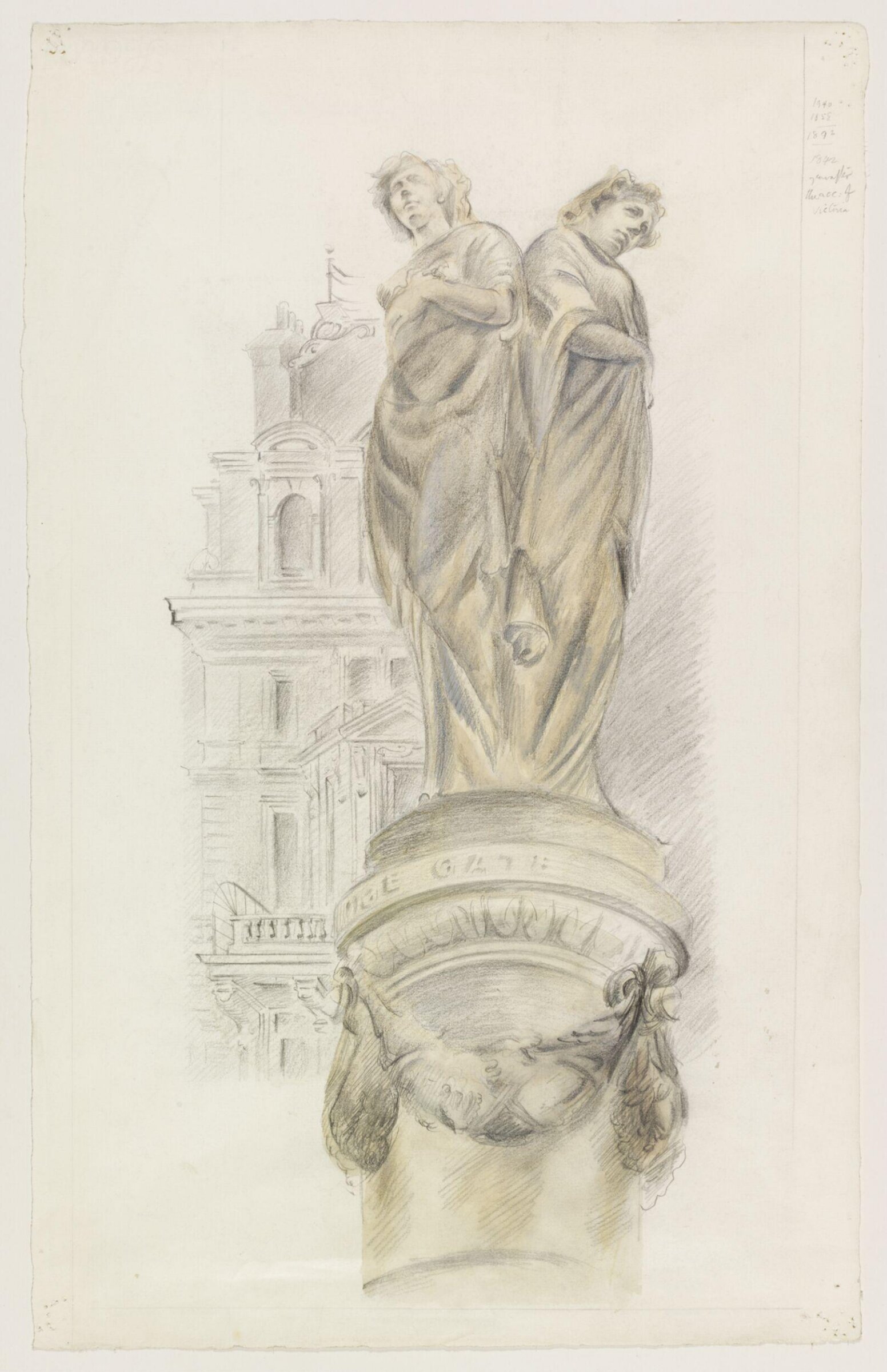 Statuary at Cambridge Gate, Regent's Park, Enid Crystal Dorothy Marx, ca. 1940