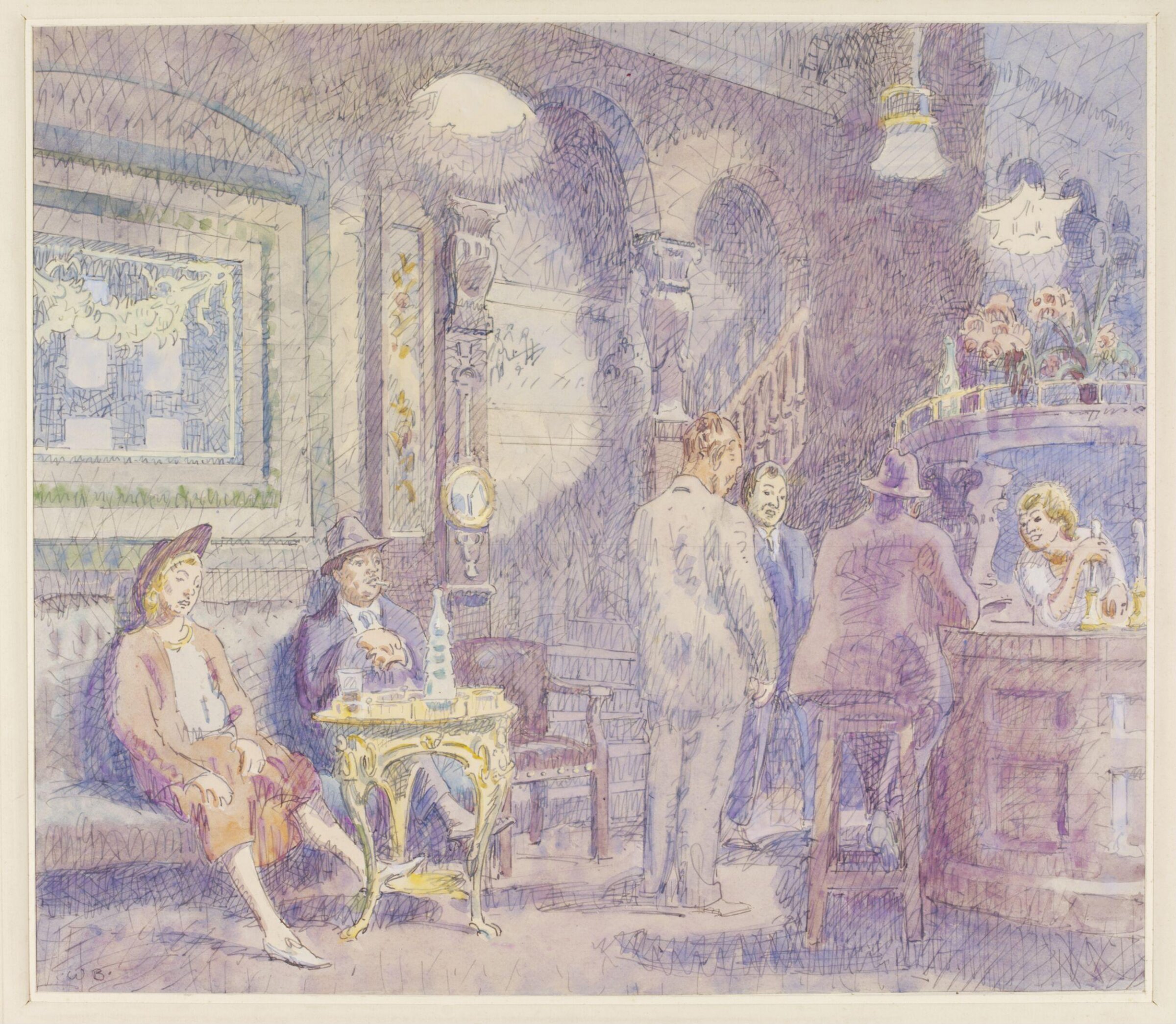 Saloon Bar, Blue Posts, Tottenham Court Road, St. Pancras, Bayes, ca. 1940