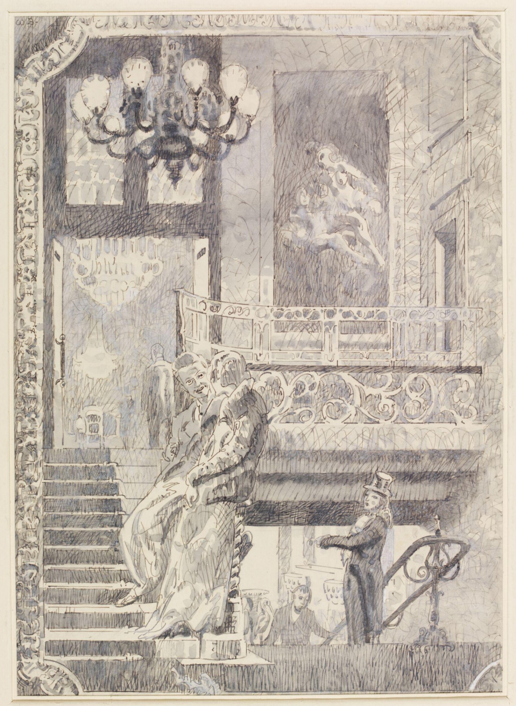 Covent Garden Opera House; the Grand Staircase reflected in mirror, Bayes, ca. 1940