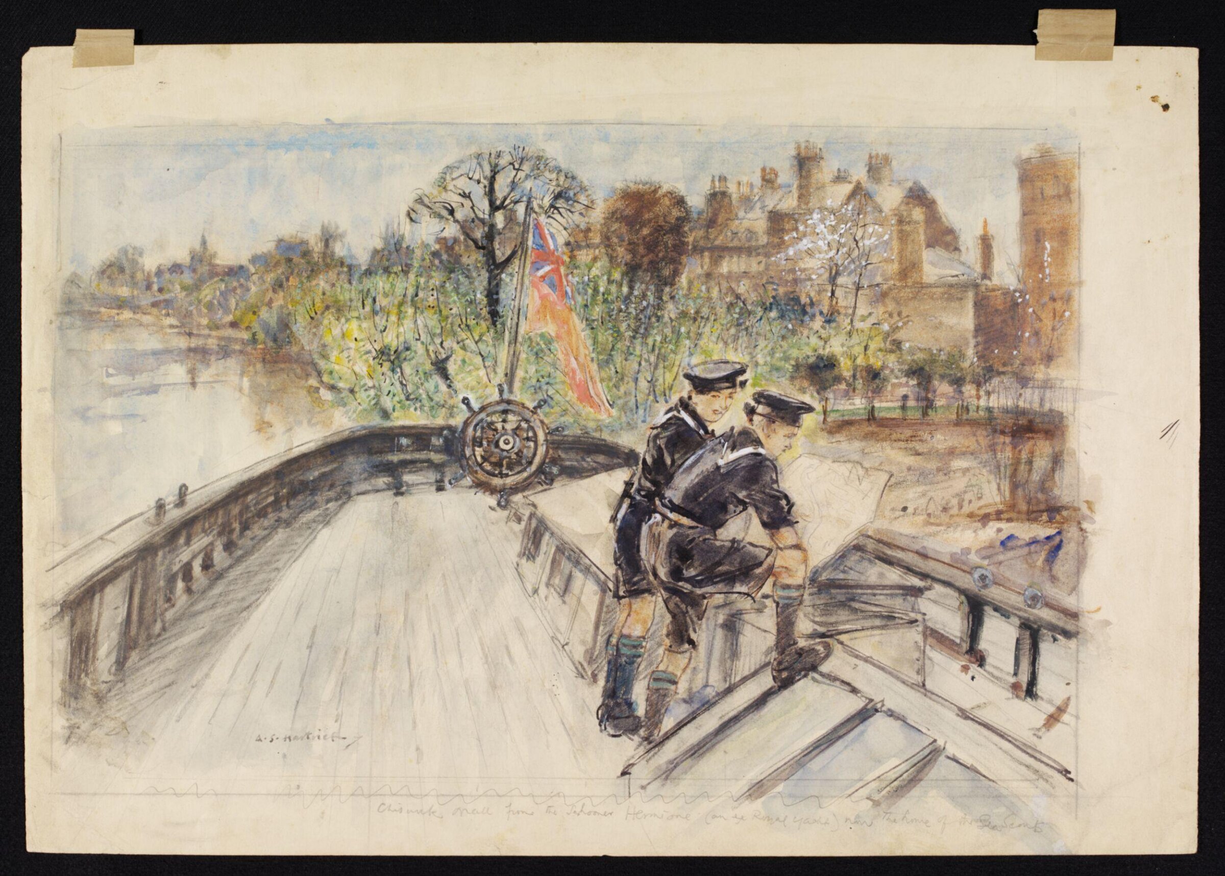 Chiswick Mall from the Schooner Hermione, Archibald Standish Hartrick, ок. 1940
