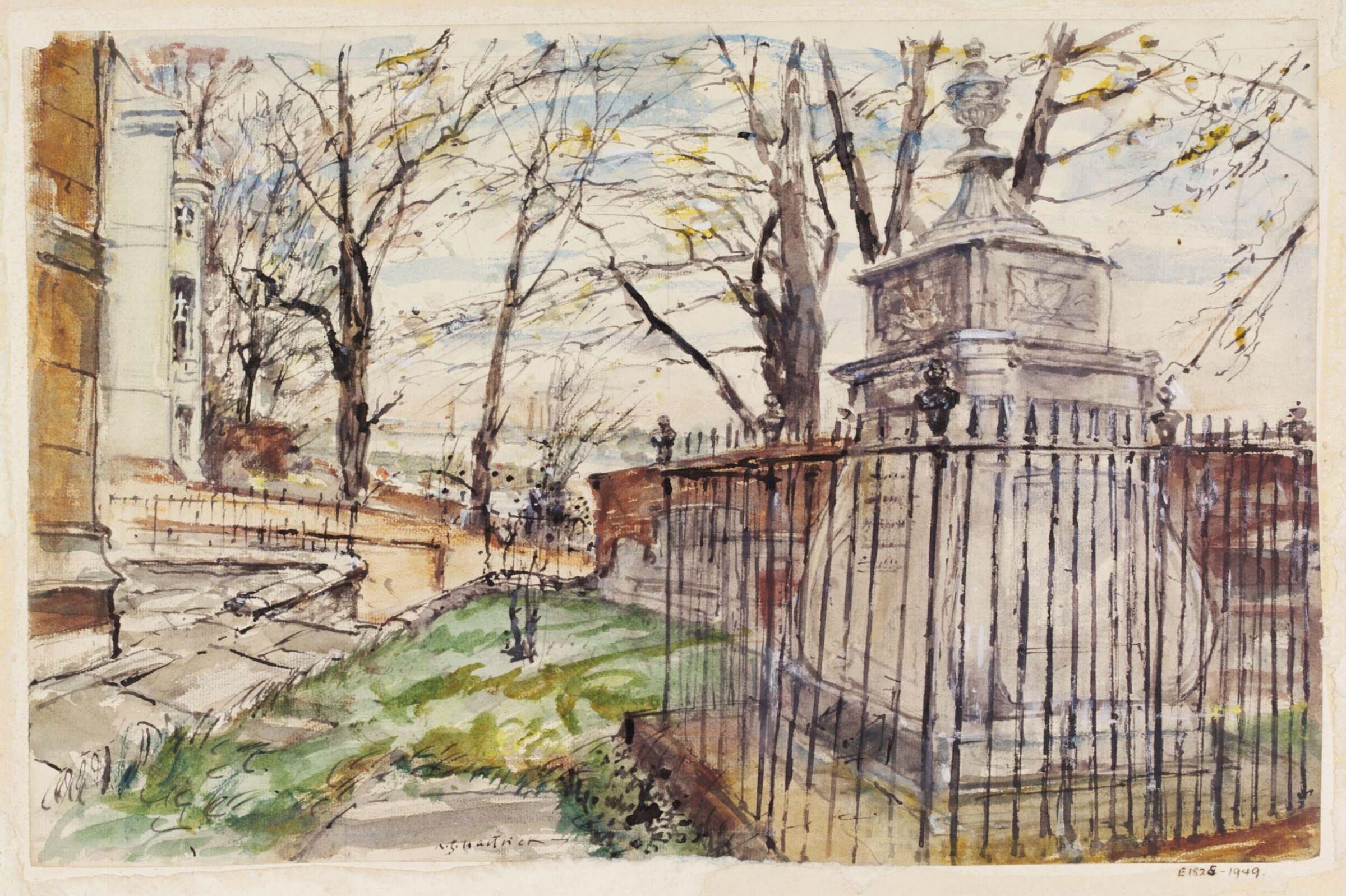 Hogarth's Tomb and Chiswick Reach, Archibald Standish Hartrick, ca. 1940