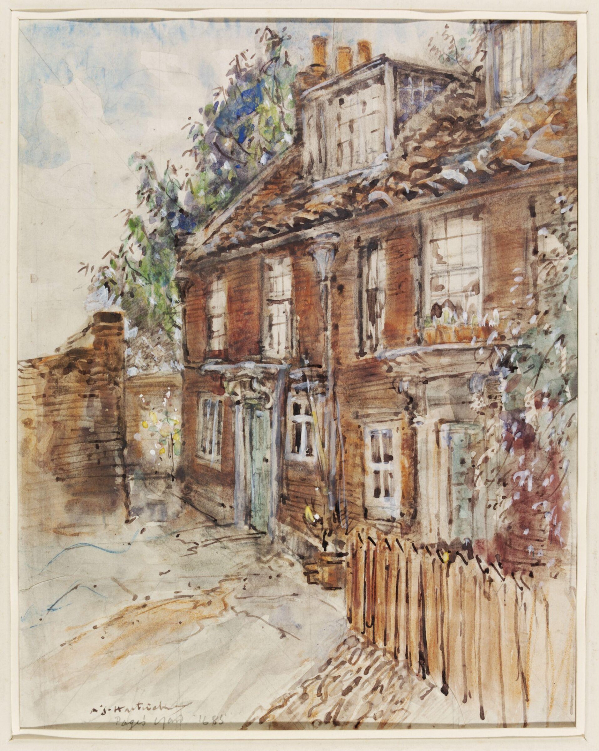 Page's Yard, Chiswick Mall, Archibald Standish Hartrick, ca. 1940