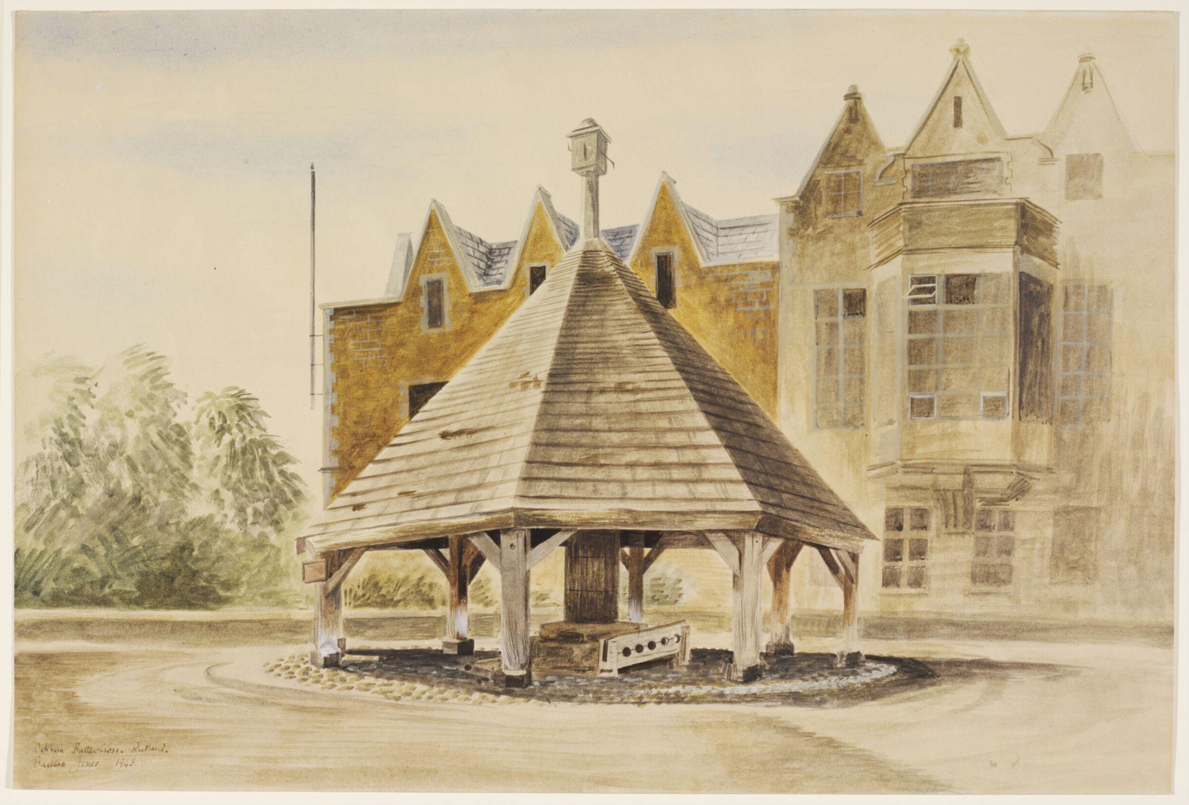 Butter Cross and Stocks, Oakham, Rutlandshire, Barbara Jones, 1943