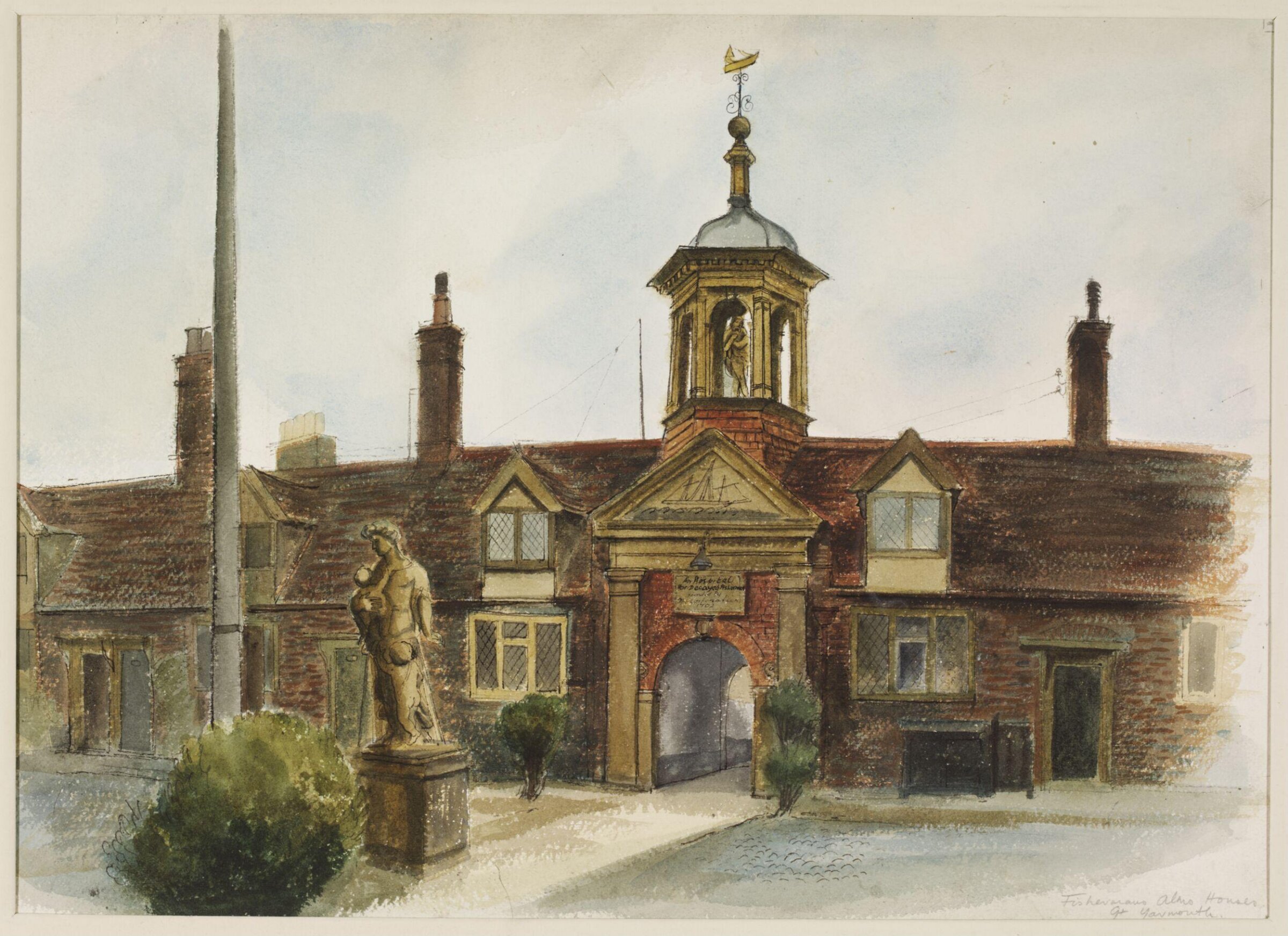 Fishermen's Almshouses, Great Yarmouth, Mona Moore, ca. 1941