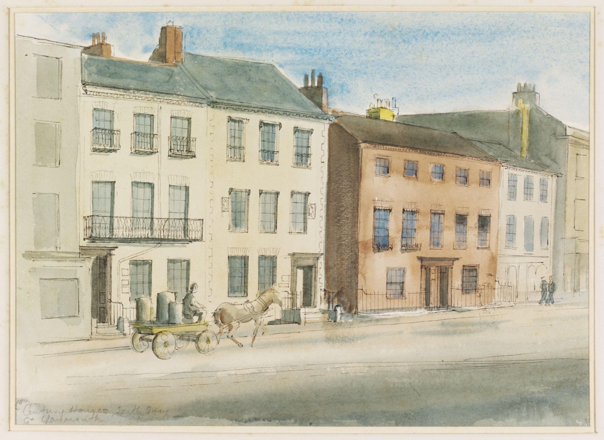 18th Century Houses, South Quay, Great Yarmouth, Mona Moore, ca. 1941