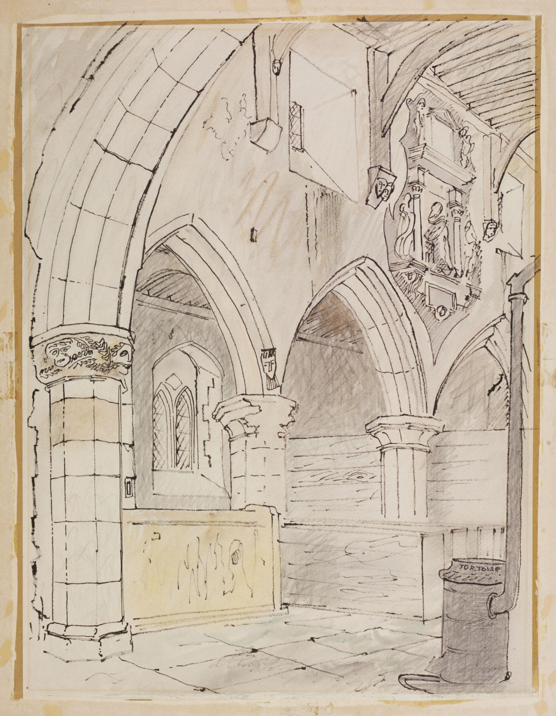 Interior of the Church of St. Denis, Faxton, Piper, ca. 1940