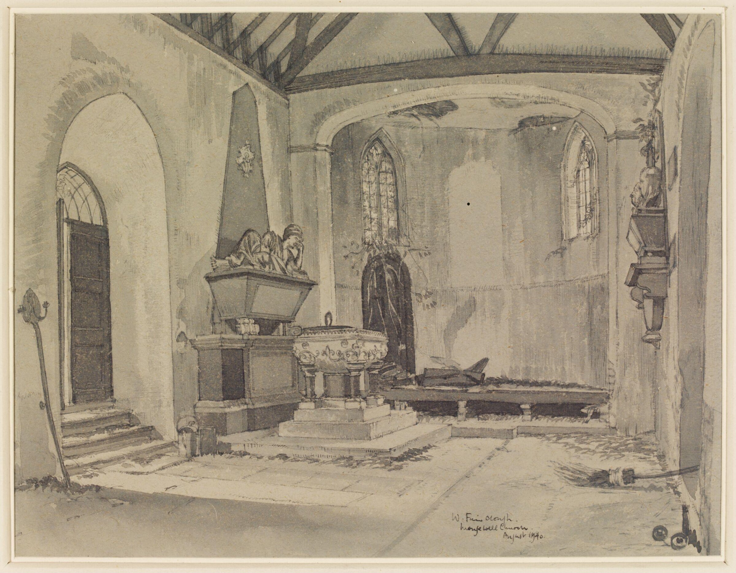 St. John the Baptist Church (Interior West End) Mongewell, Fairclough, August 1940