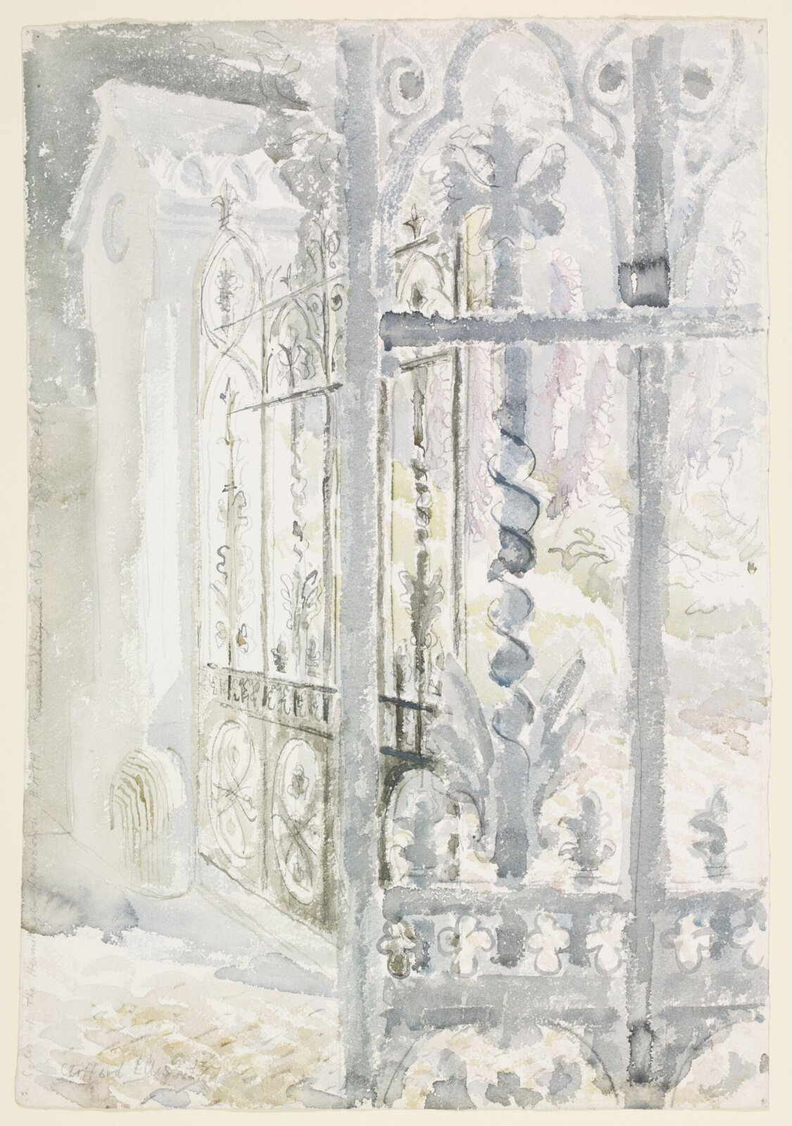 Gates at the Hermitage, Lansdown, Bath, Clifford Ellis, 1943