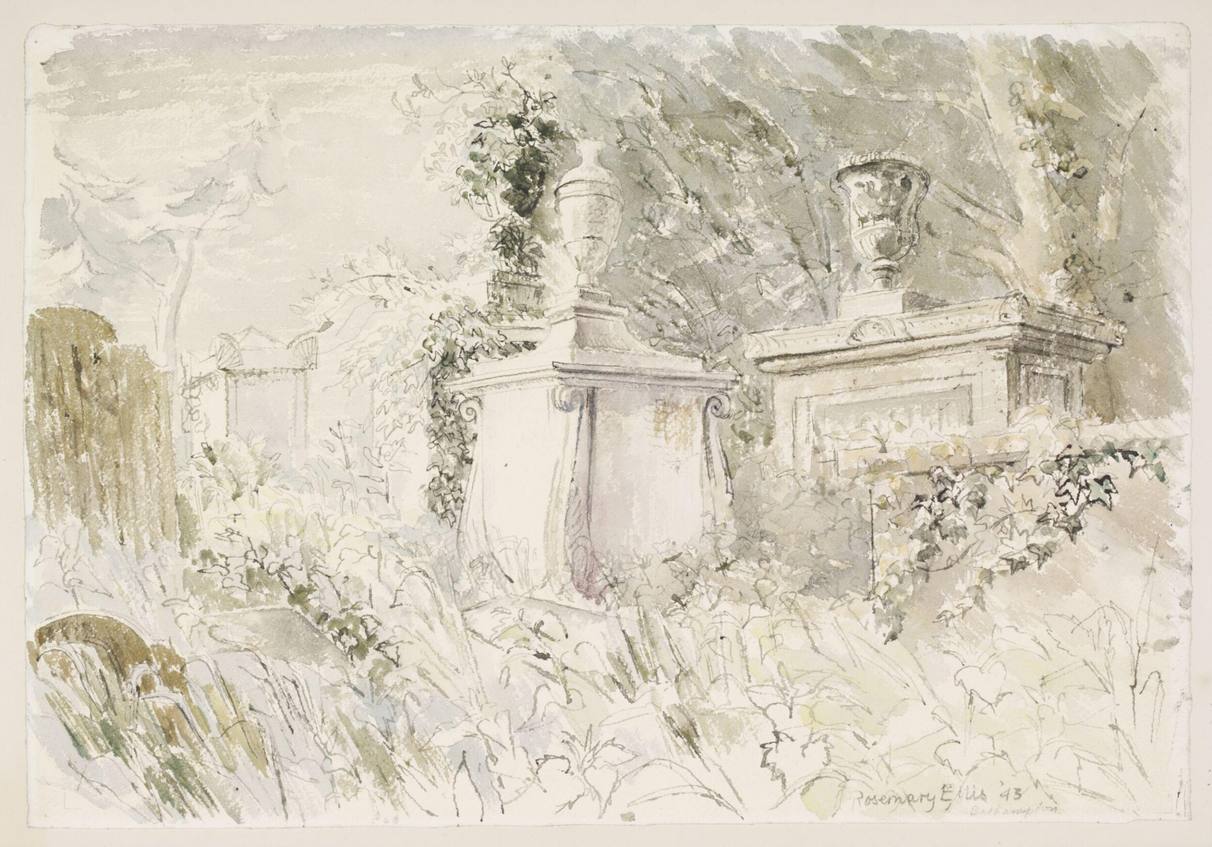 Tombstones, Bathampton Cemetery, Bath, Ellis, 1943