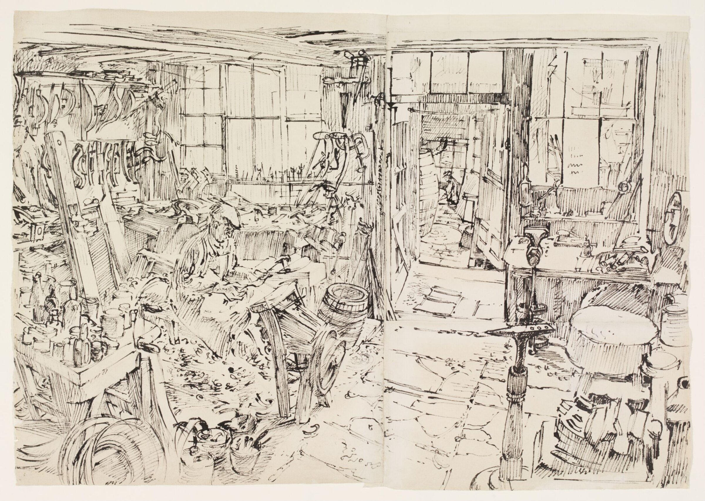 Interior of Workshop of Mr.Clapp, Cooper, Walton Street, Bath, Hennell, ca. 1940