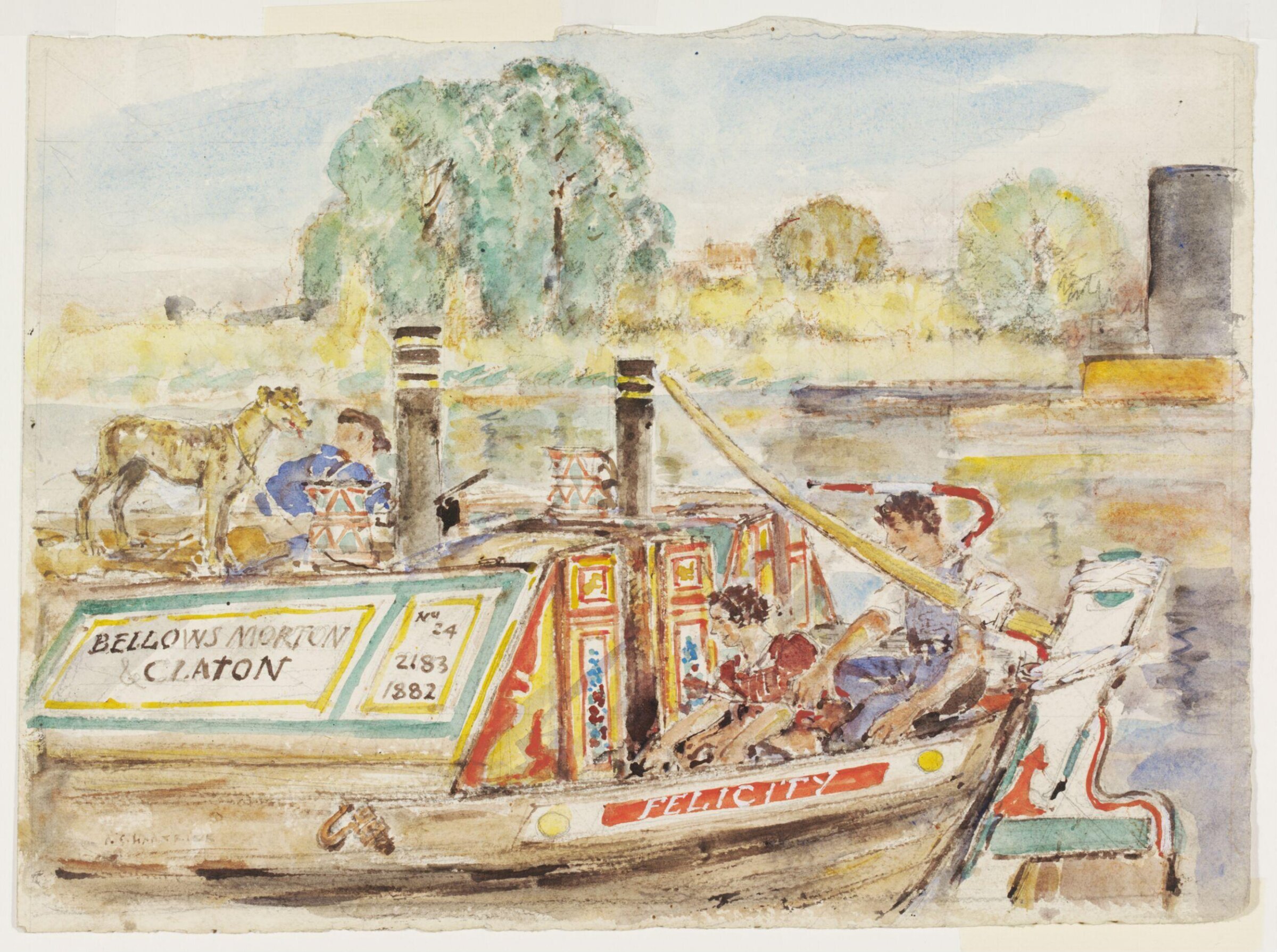 Canal Barge at Brentford, Archibald Standish Hartrick, ca. 1940