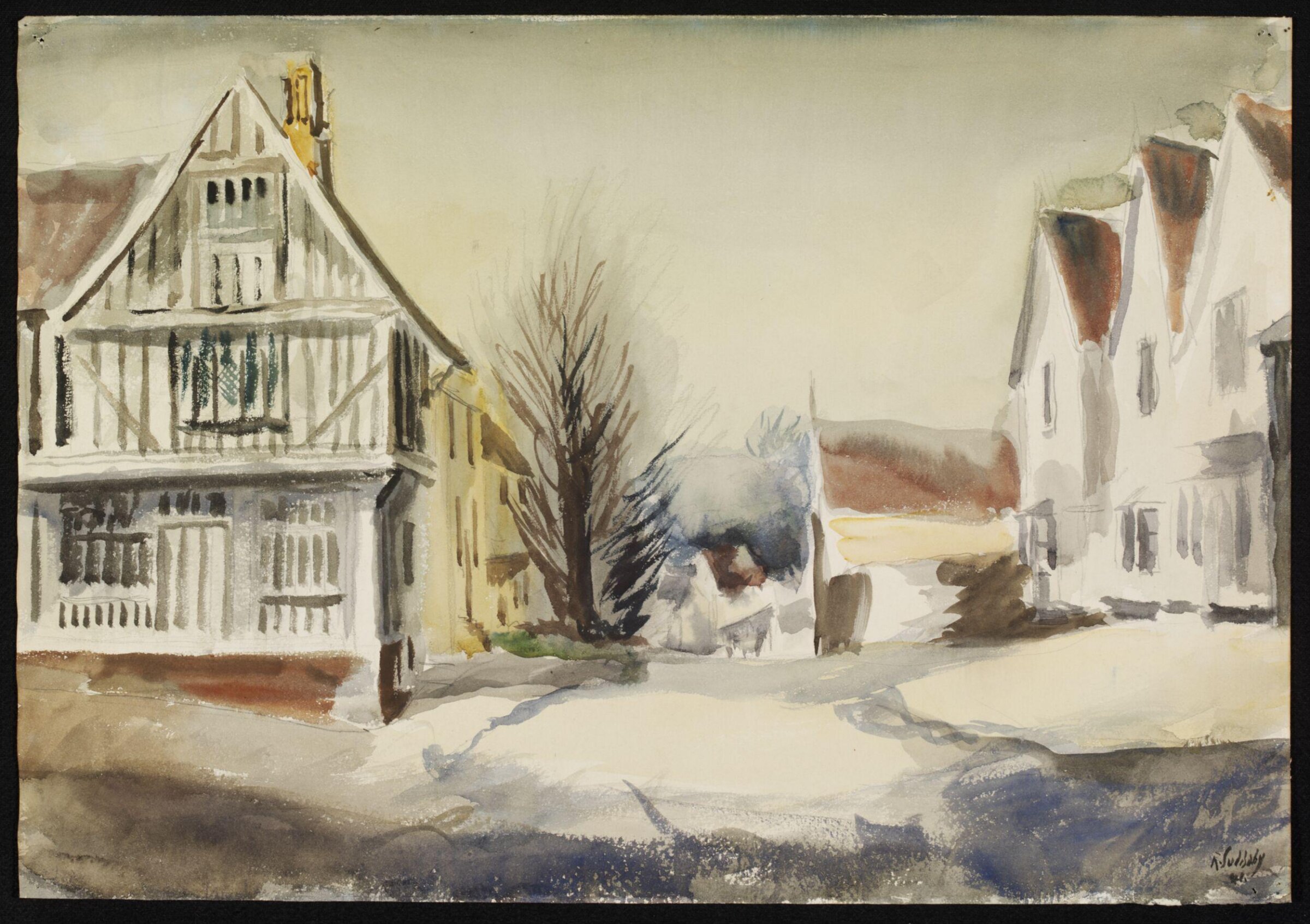 Lady Street, with the Guildhall, Lavenham, Suddaby, 1941