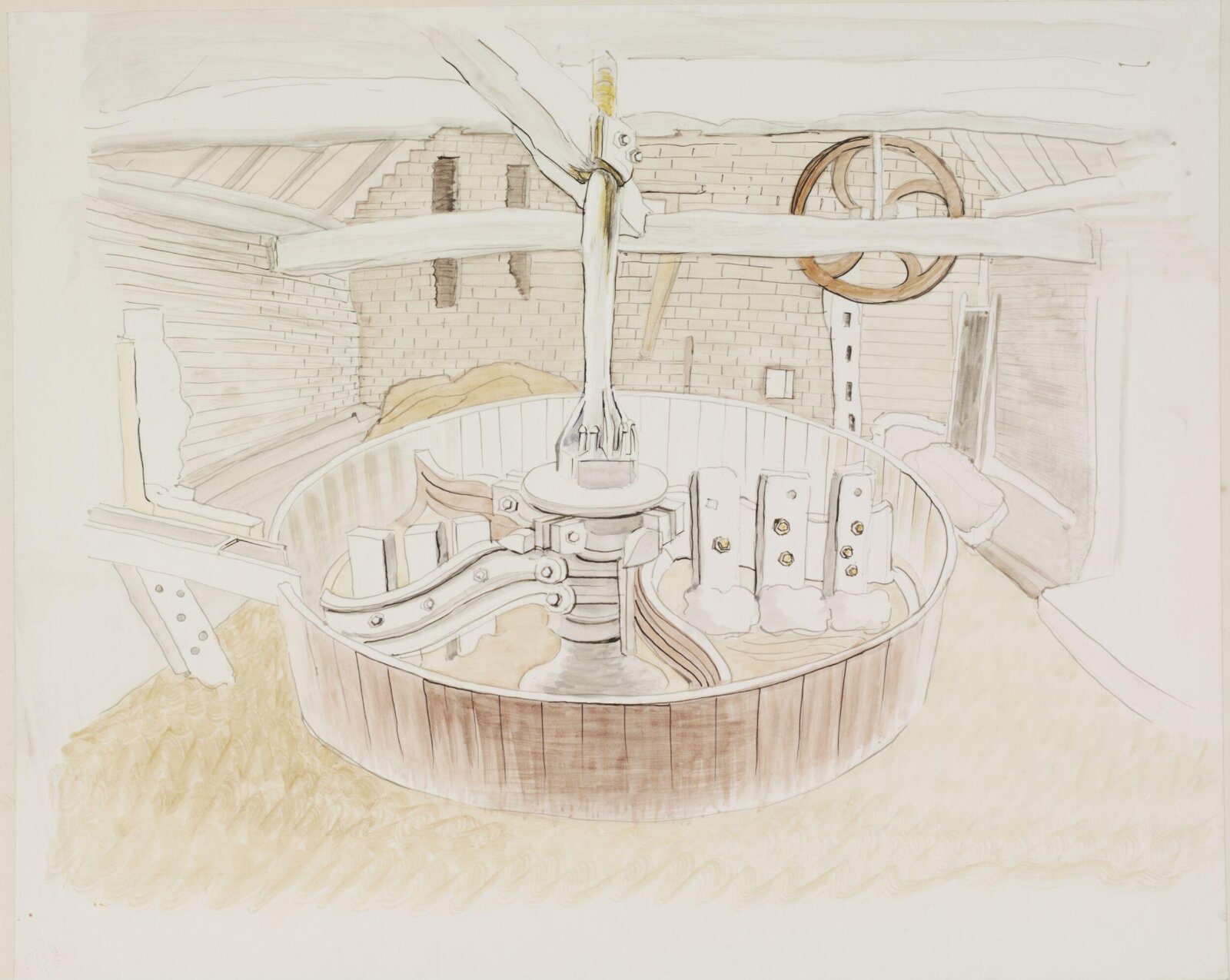 Inside a Mill;- grinding bone" near Modishall, Puller, 1943