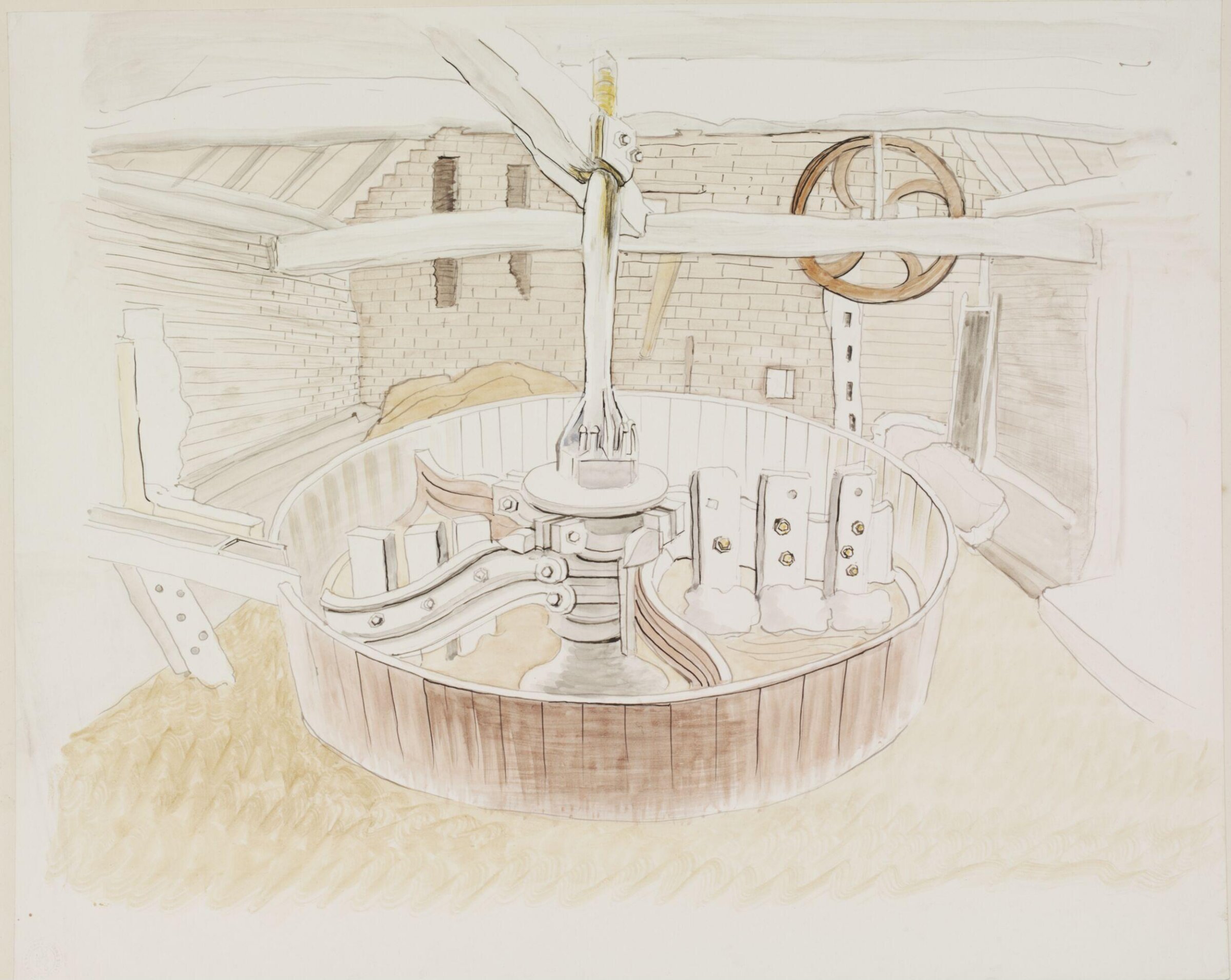Inside a Mill;- grinding bone" near Modishall, Puller, 1943