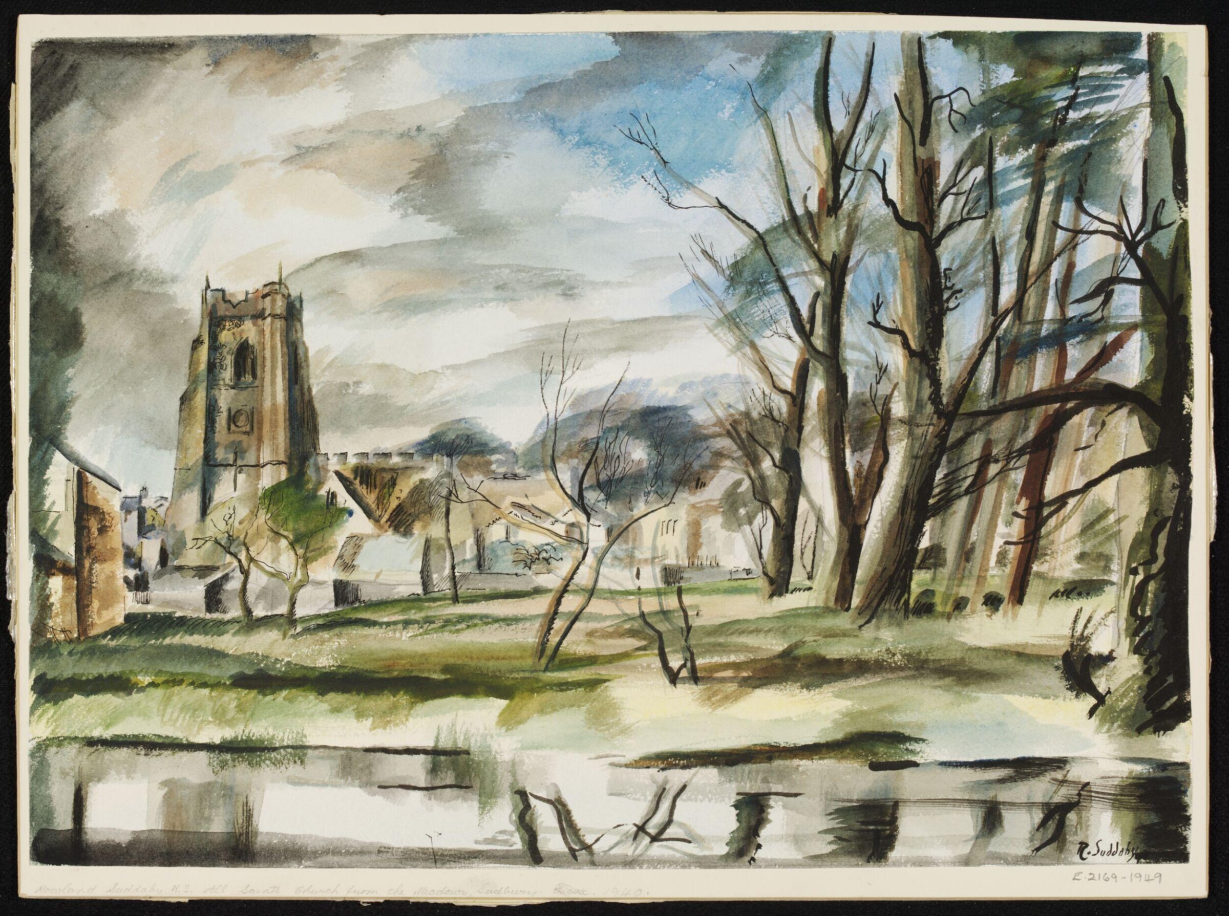 All Saints Church, from the Meadows, Sudbury, Rowland Suddaby, ca. 1940- ca. 1942