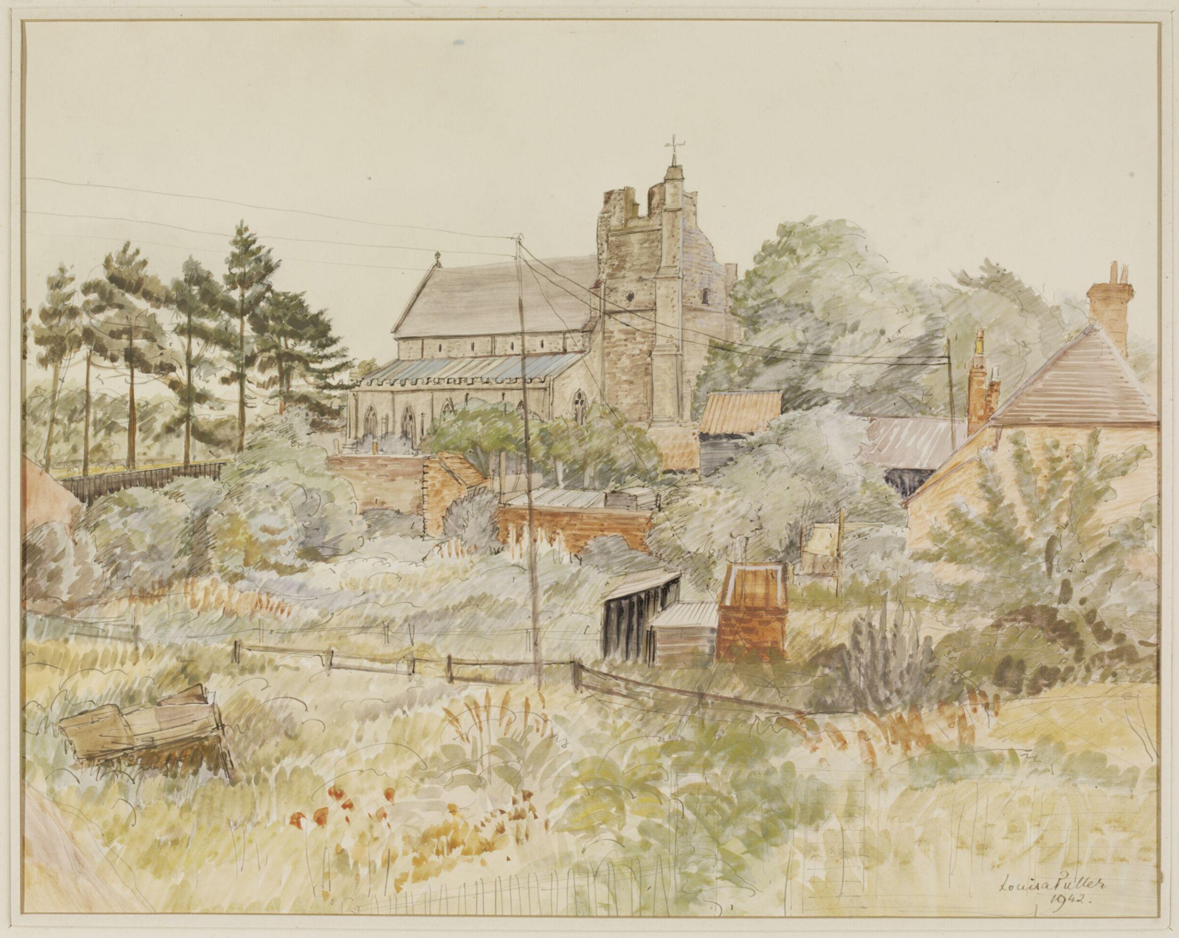 St. Bartholomew's Church, Orford, from the North-West, Louisa Puller, 1942