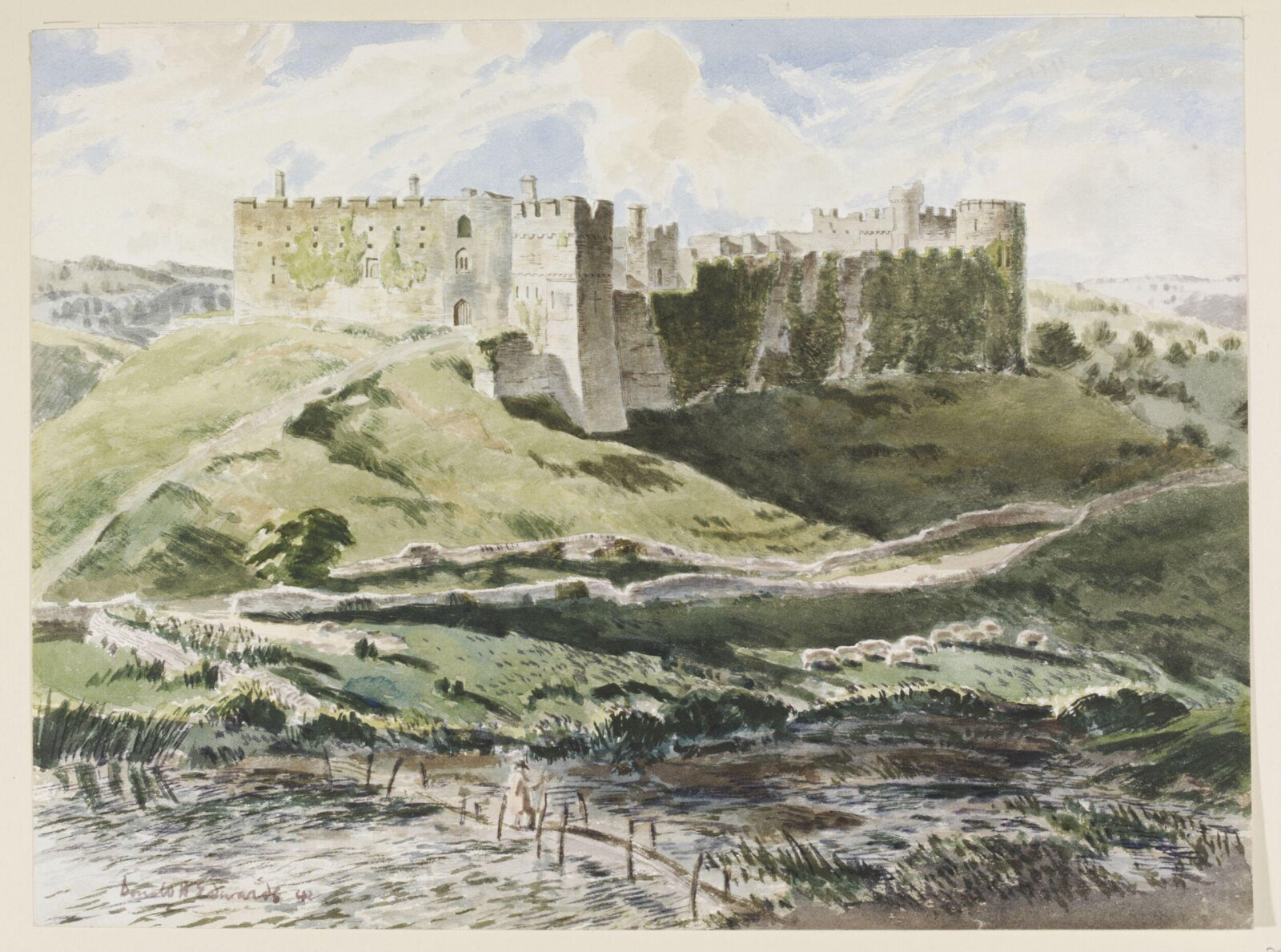 Manorbier Castle, Pembrokeshire, Donald H. Edwards, 1942