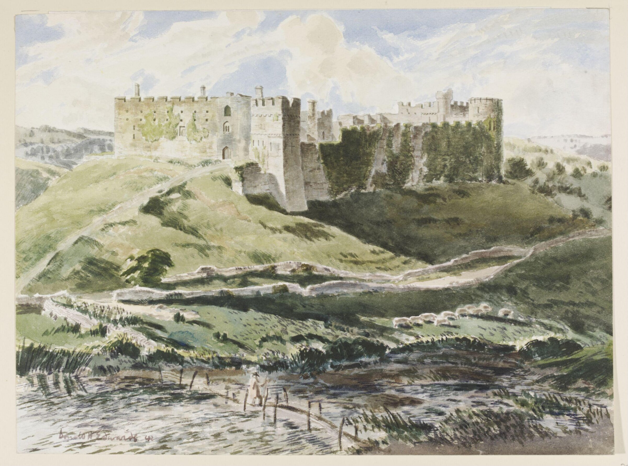 Manorbier Castle, Pembrokeshire, Donald H. Edwards, 1942