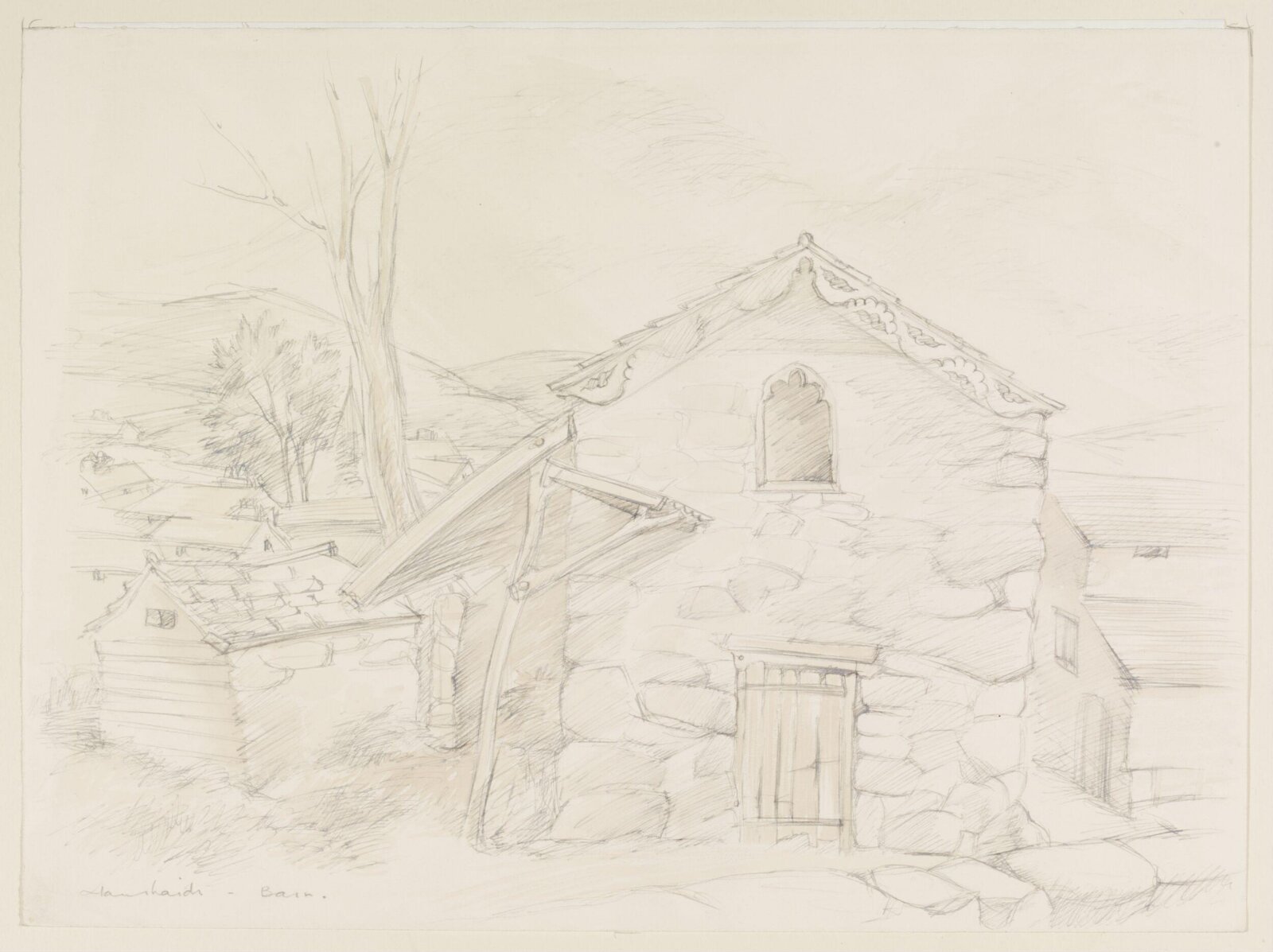 Barn, Llanrhaide, Denbighshire, Mildred E. Eldridge, ca.1940