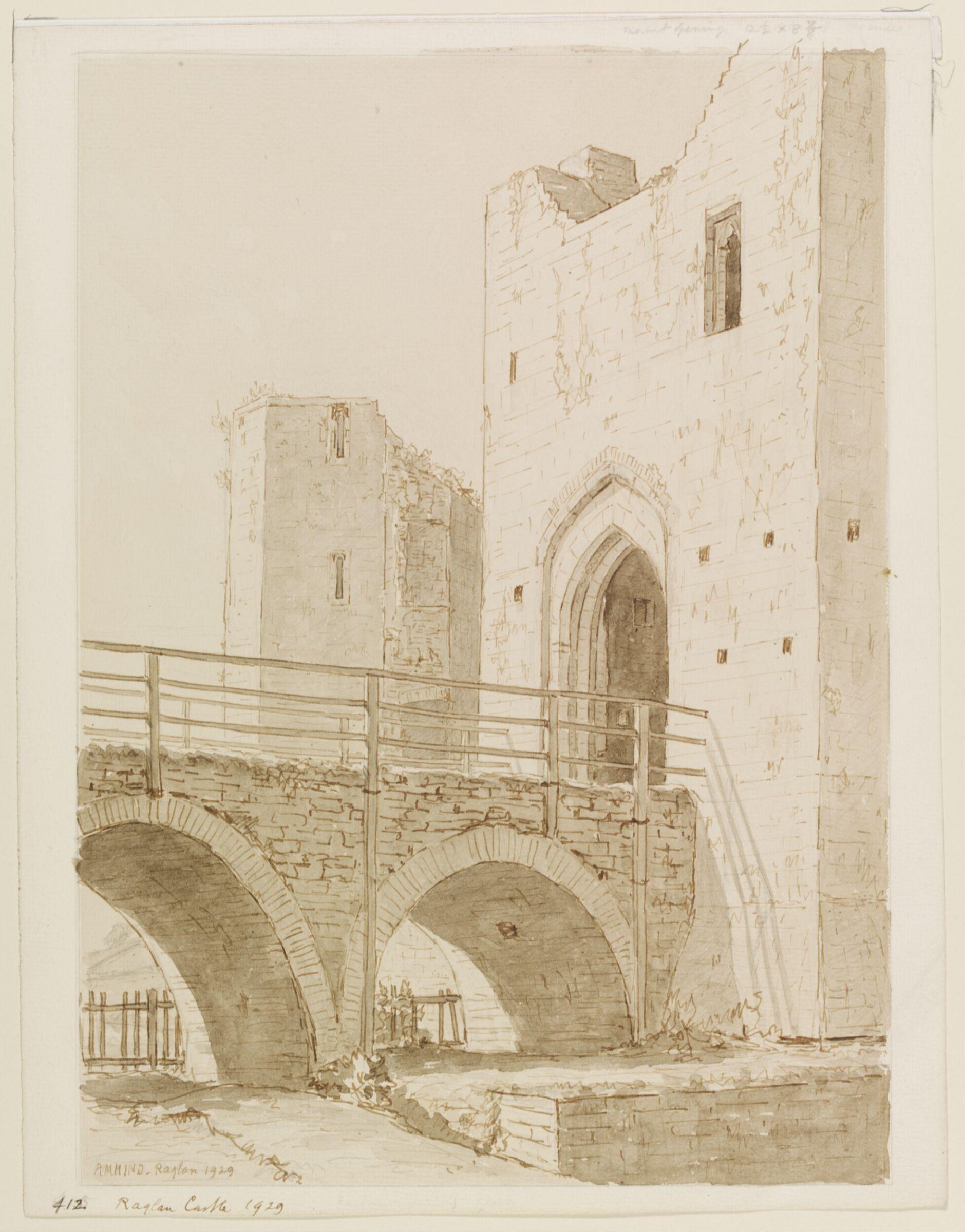 Raglan Castle, Monmouthshire, Arthur Mayger Hind, 1929