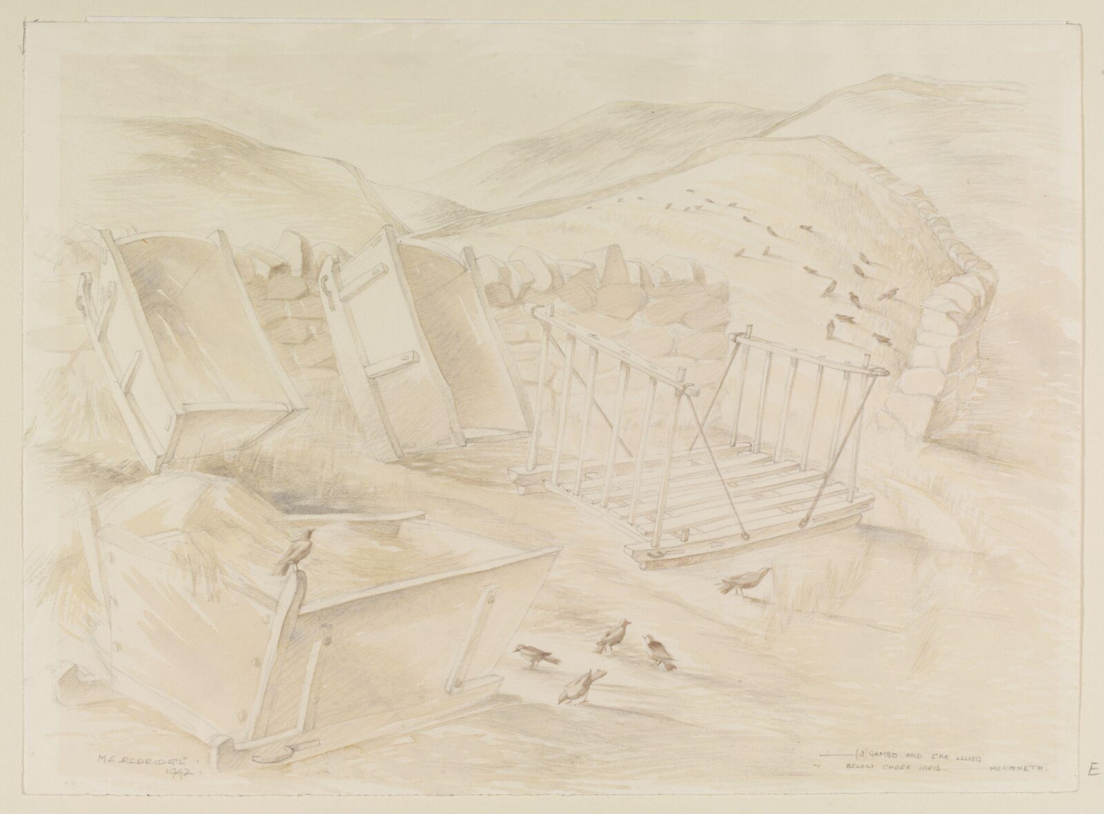 Gambo and Car Llusg below Cader Idris, Merionethshire, Mildred E. Eldridge, 1942